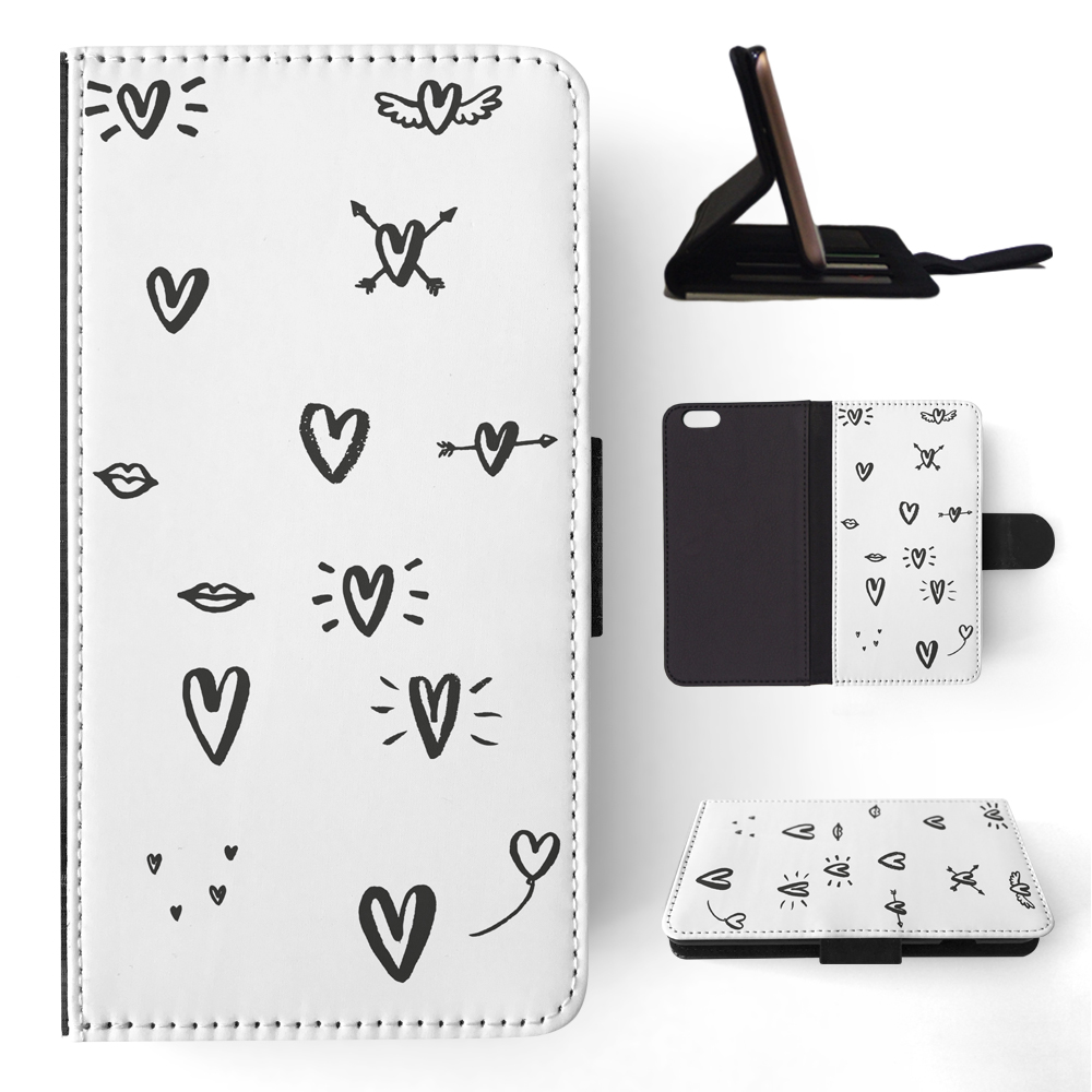 FLIP CASE FOR APPLE IPHONE|LOVE HEART DOODLE PATTERNS - Bild 149 von 193