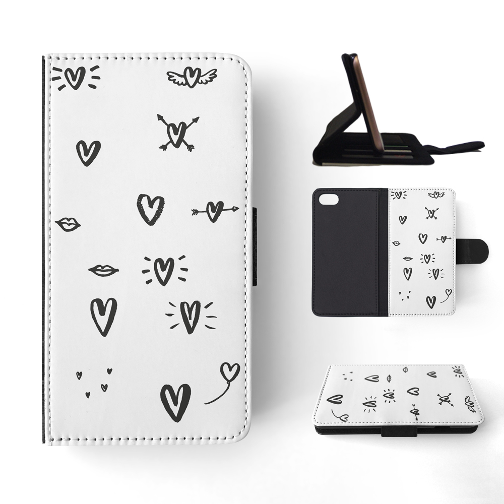 FLIP CASE FOR APPLE IPHONE|LOVE HEART DOODLE PATTERNS - Bild 134 von 193