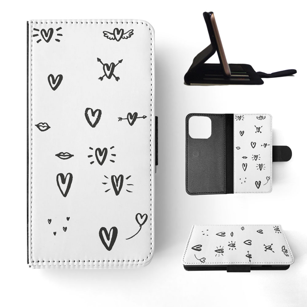 FLIP CASE FOR APPLE IPHONE|LOVE HEART DOODLE PATTERNS - Bild 31 von 193