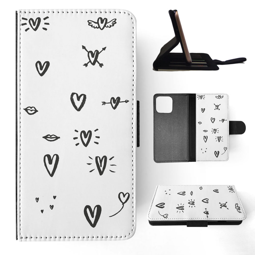 FLIP CASE FOR APPLE IPHONE|LOVE HEART DOODLE PATTERNS - Bild 26 von 193