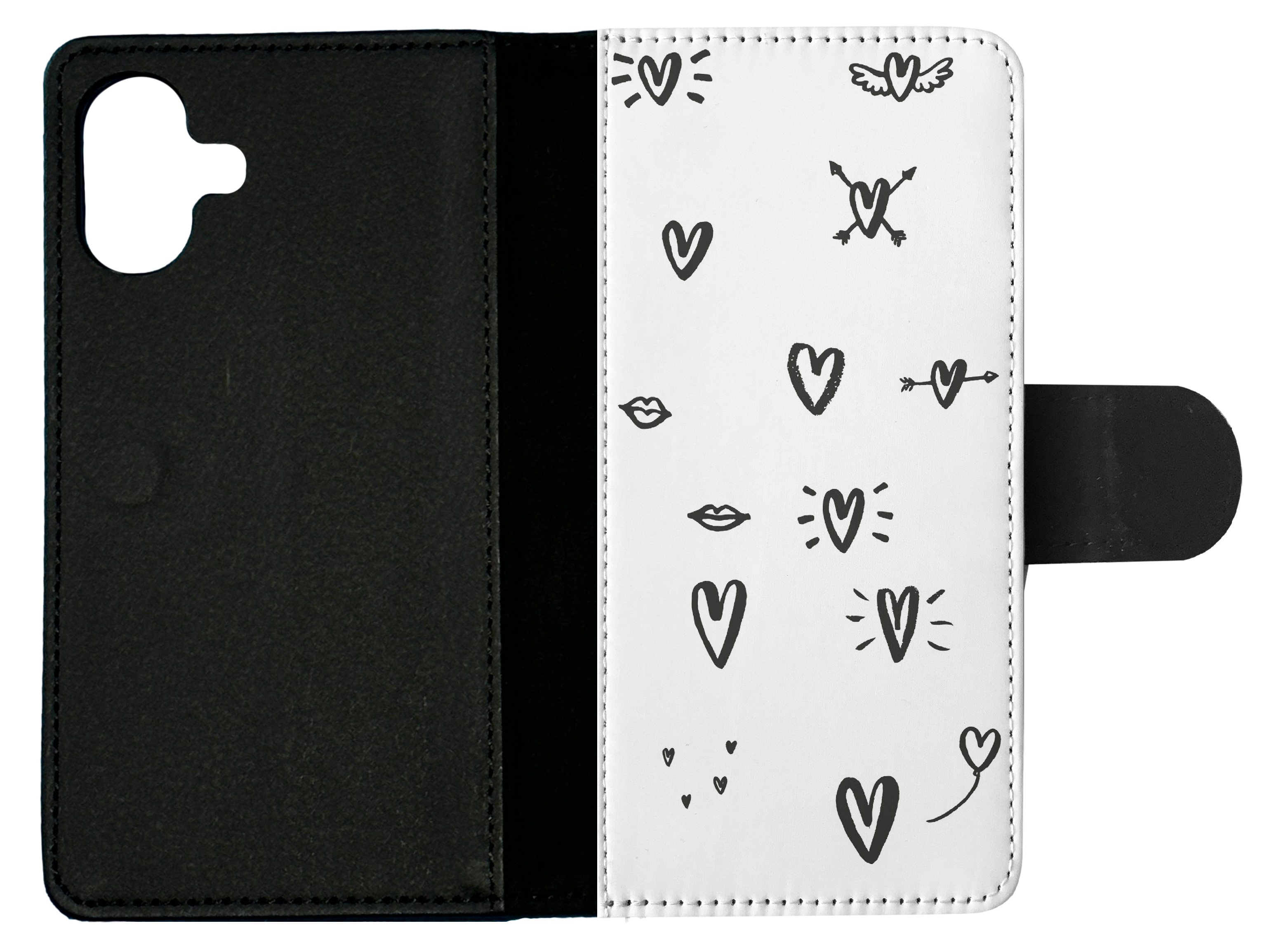 FLIP CASE FOR APPLE IPHONE|LOVE HEART DOODLE PATTERNS - Bild 19 von 193