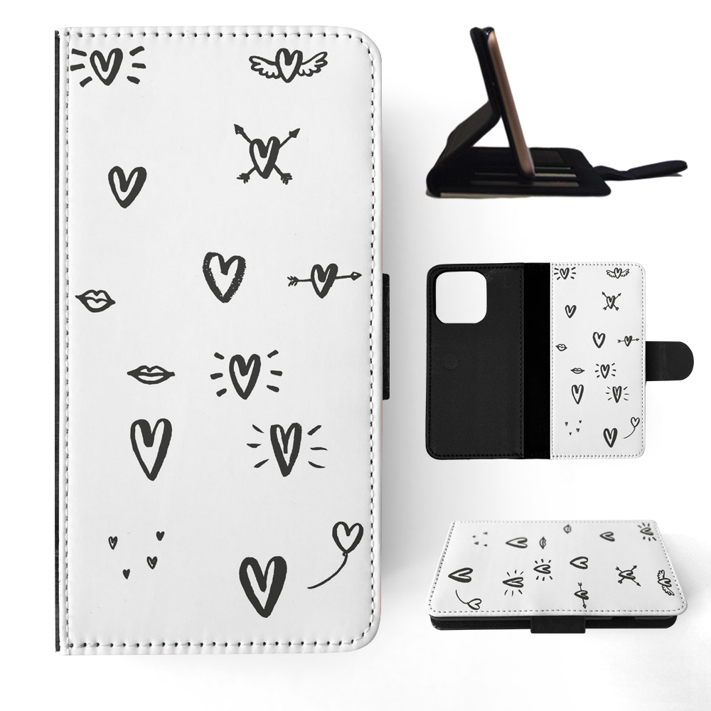 FLIP CASE FOR APPLE IPHONE|LOVE HEART DOODLE PATTERNS - Bild 11 von 193