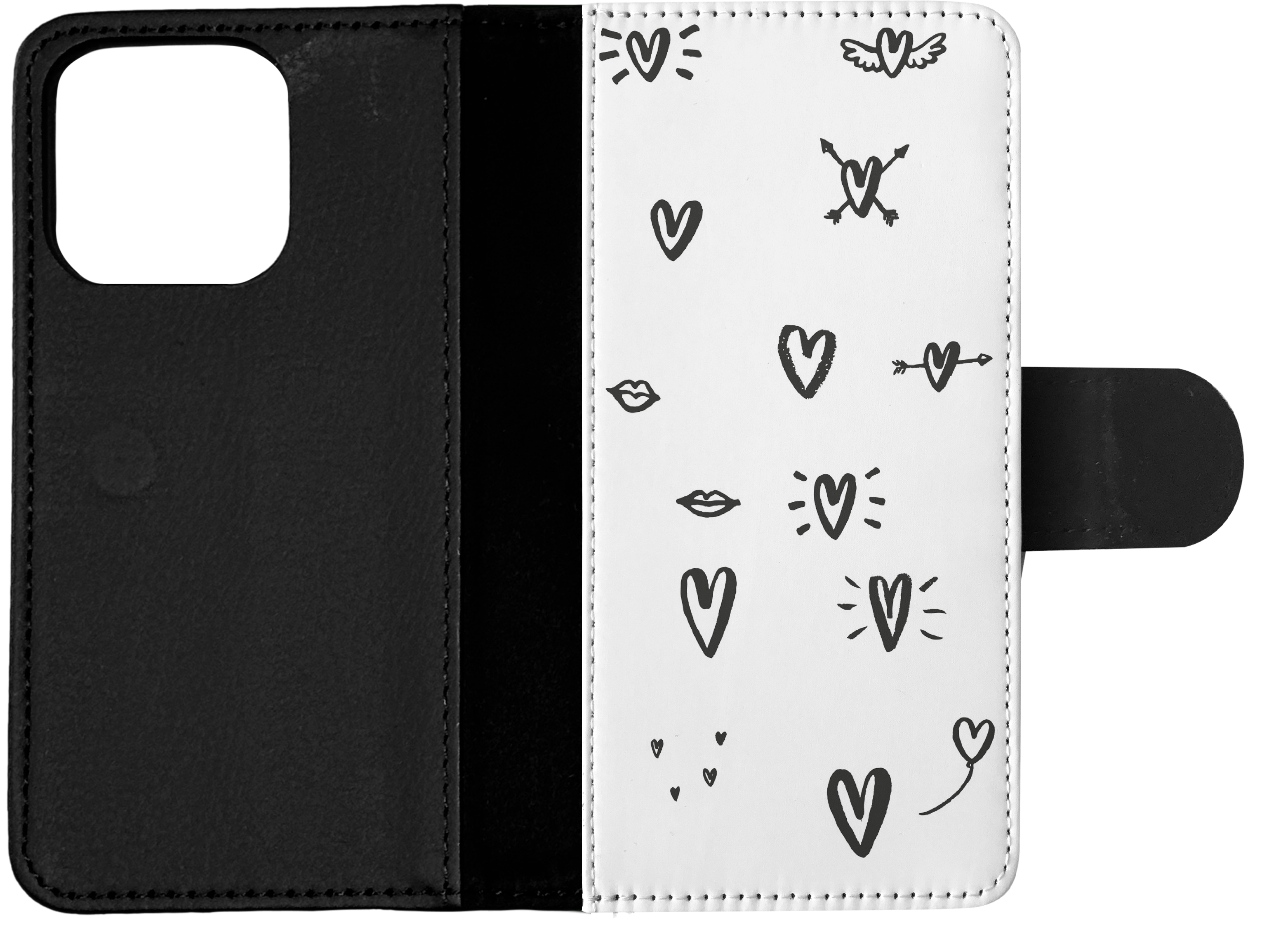 FLIP CASE FOR APPLE IPHONE|LOVE HEART DOODLE PATTERNS - Bild 14 von 193