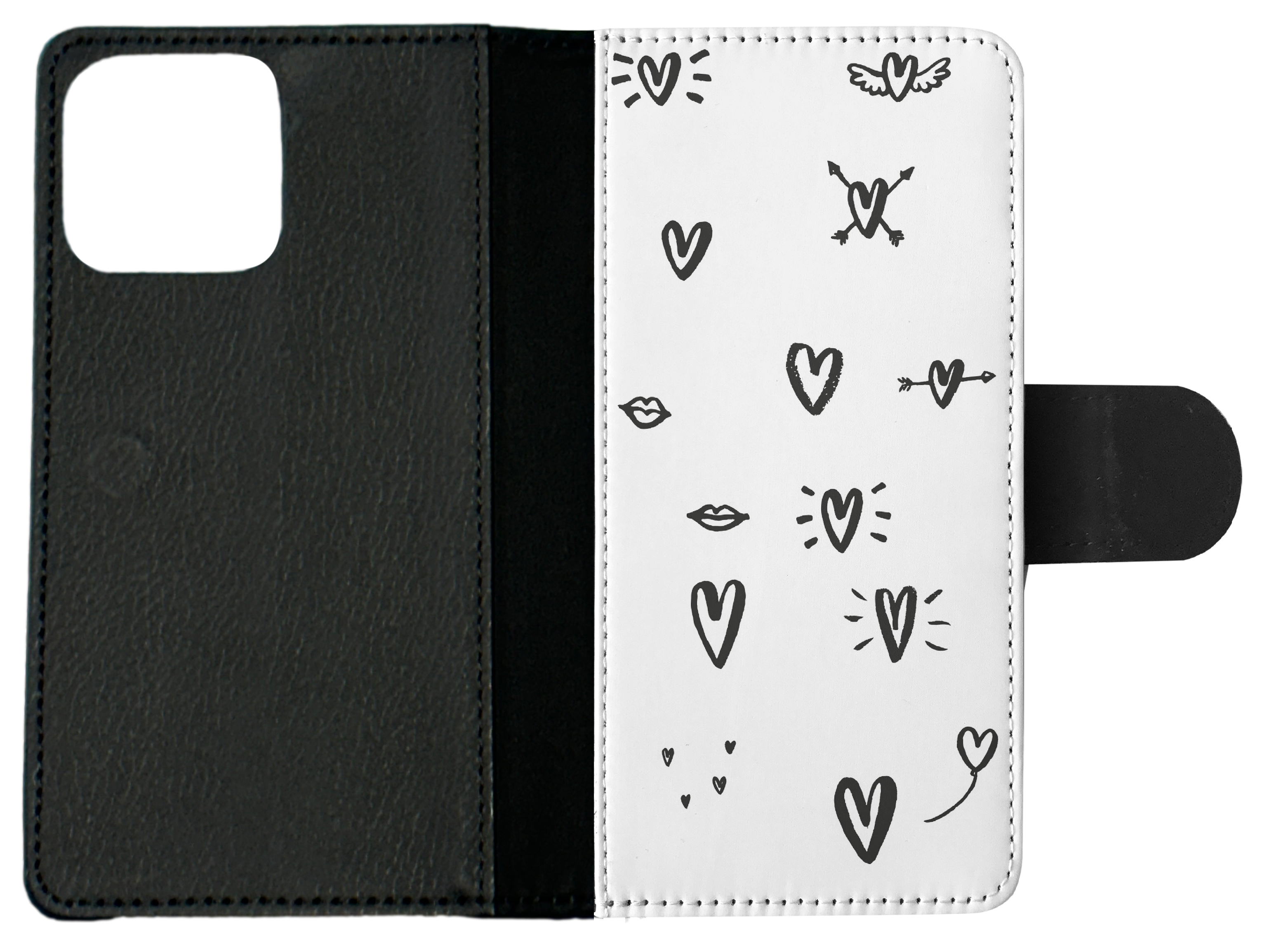 FLIP CASE FOR APPLE IPHONE|LOVE HEART DOODLE PATTERNS - Bild 9 von 193