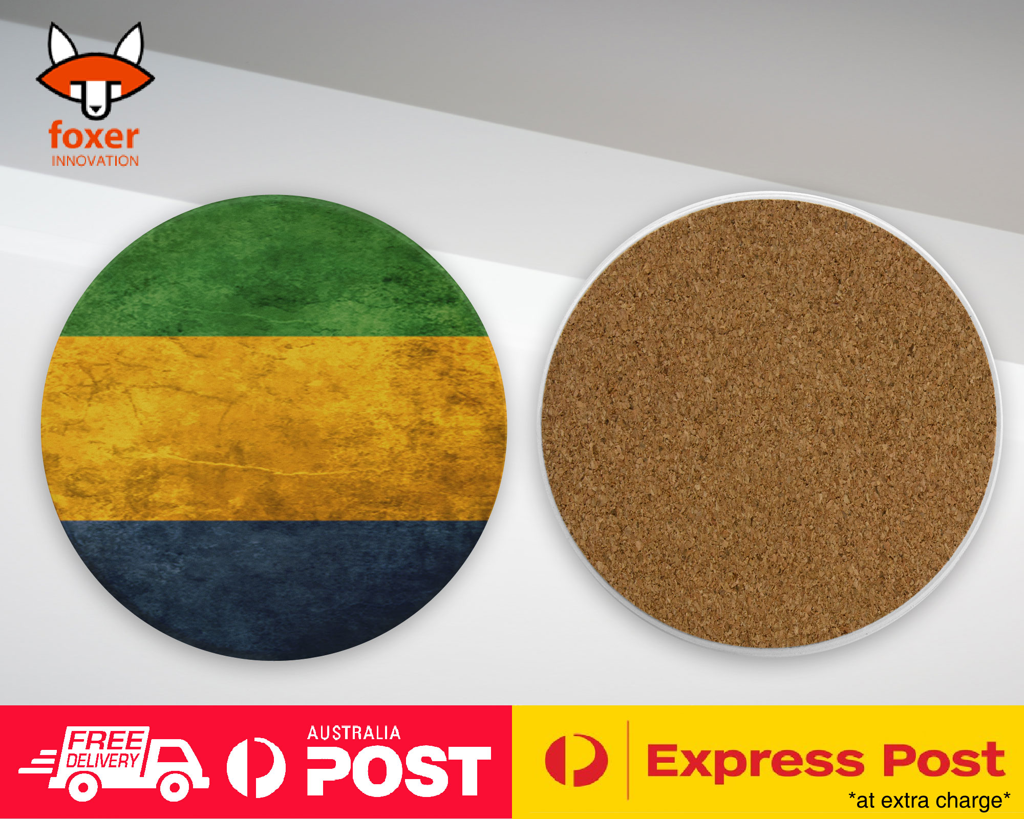 COASTER COFFEE DRINKING MAT|GABON COUNTRY FLAG 53