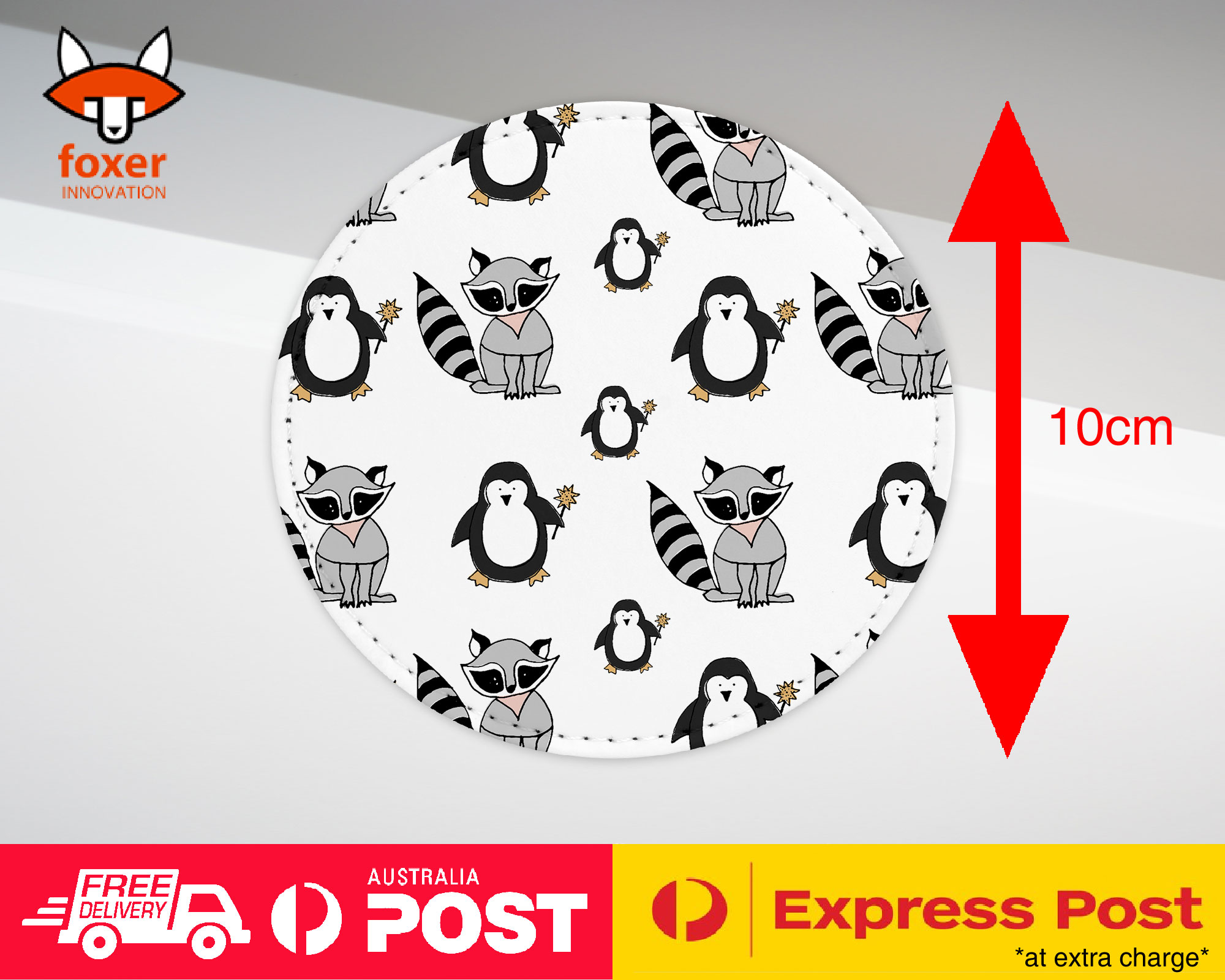 COASTER COFFEE DRINKING MAT|CUTE RACOON AND PENGUIN PATTERN