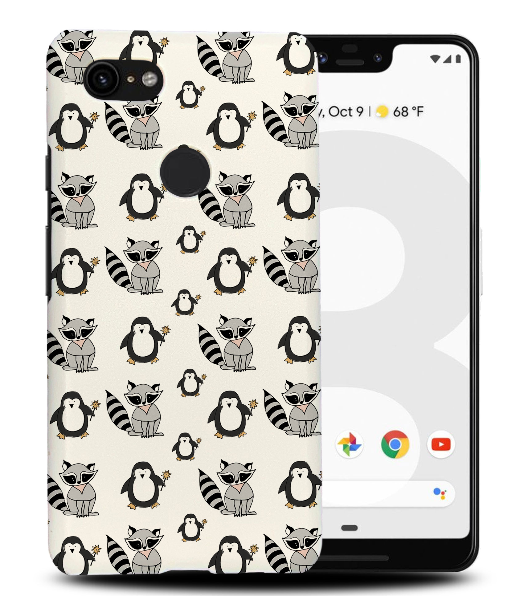 CASE COVER FOR GOOGLE PIXEL|CUTE RACOON AND PENGUIN PATTERN - 第 6/11 張圖片