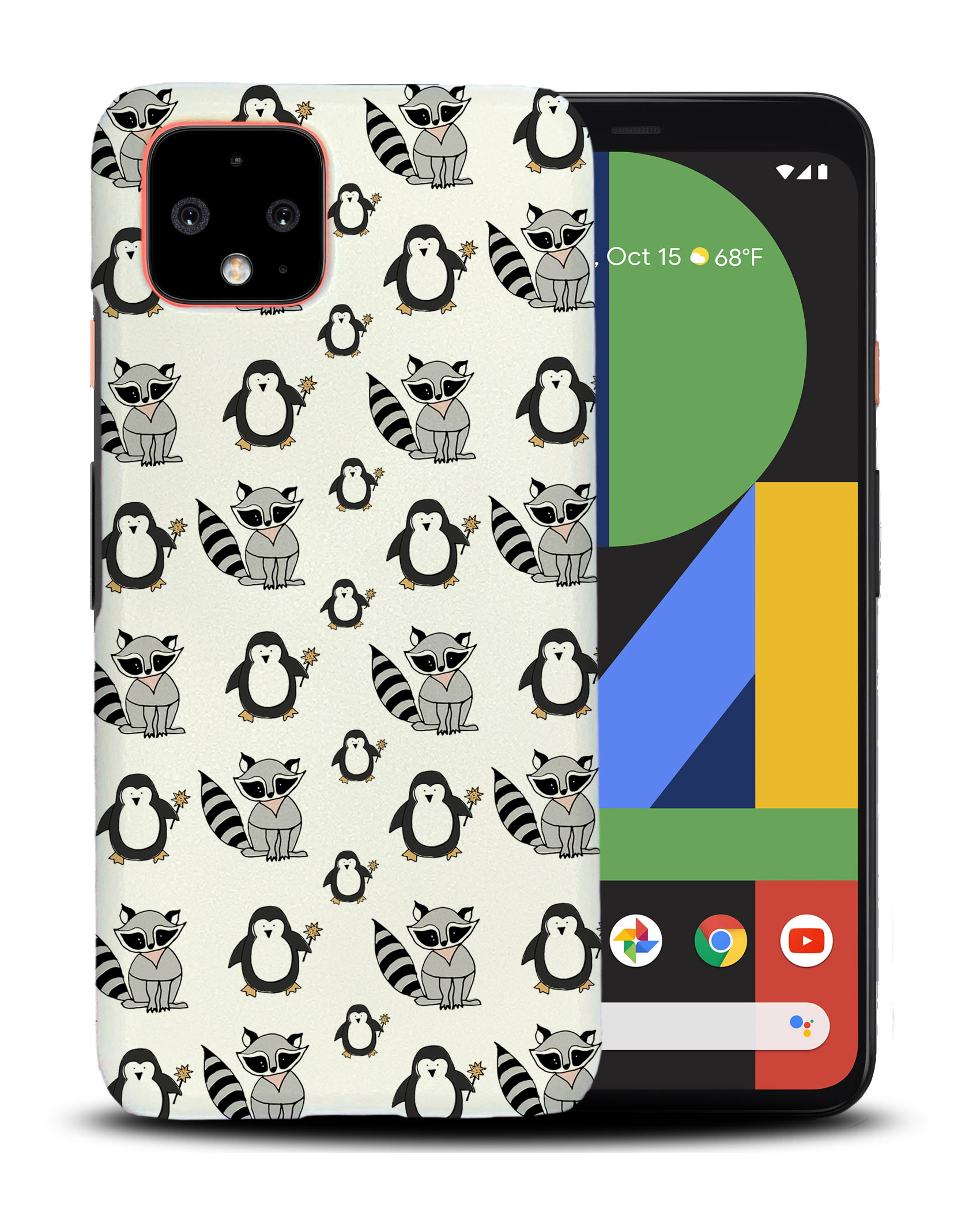 CASE COVER FOR GOOGLE PIXEL|CUTE RACOON AND PENGUIN PATTERN - 第 4/11 張圖片