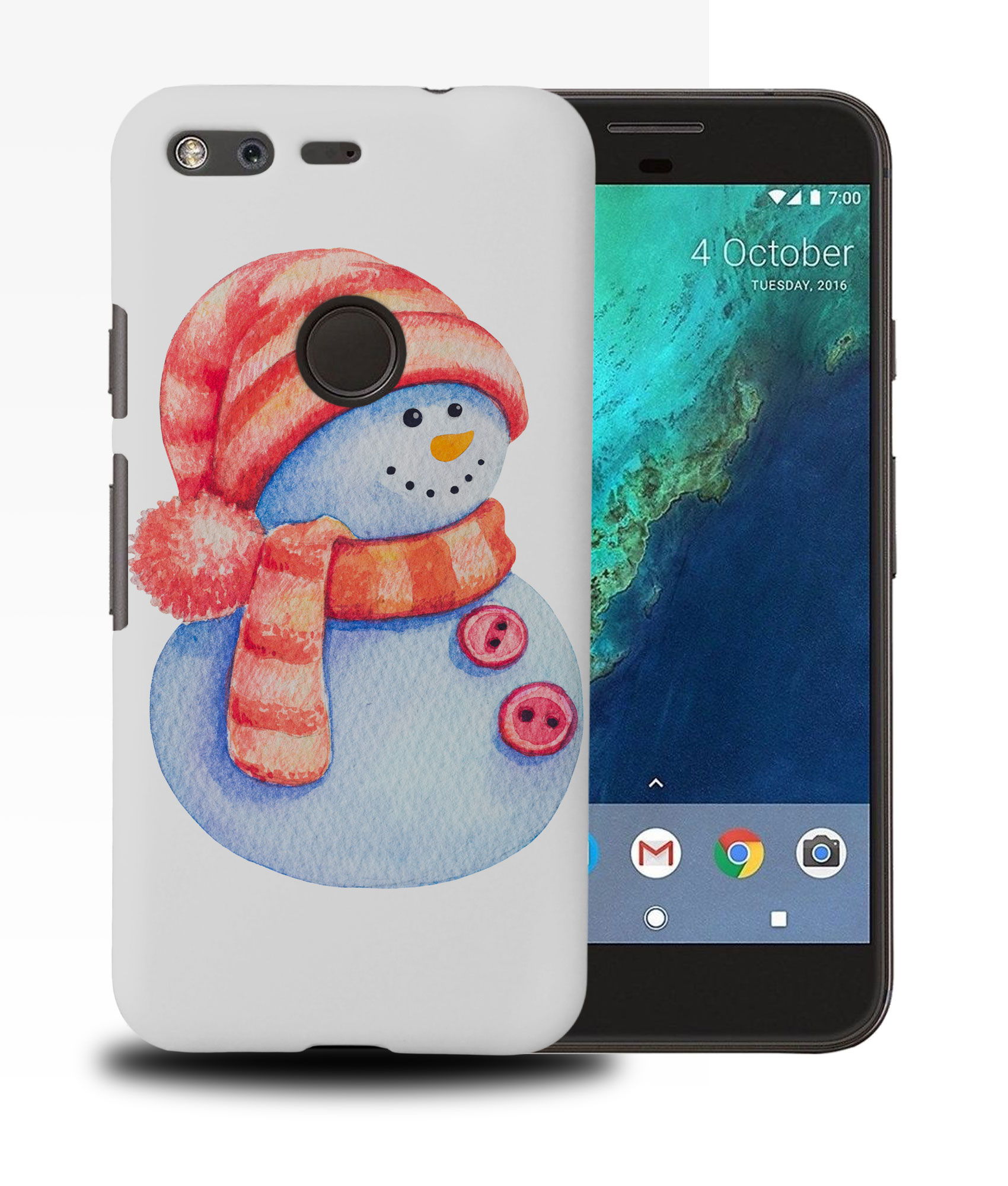 CASE COVER FOR GOOGLE PIXEL|WATERCOLOR CHRISTMAS SNOWMAN #1 - Picture 11 of 11