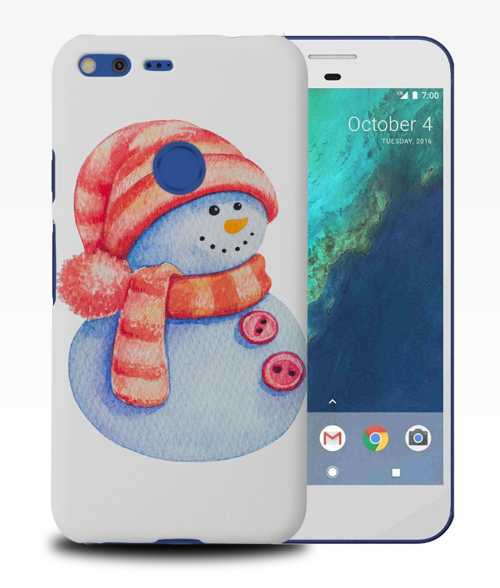 CASE COVER FOR GOOGLE PIXEL|WATERCOLOR CHRISTMAS SNOWMAN #1 - Picture 10 of 11