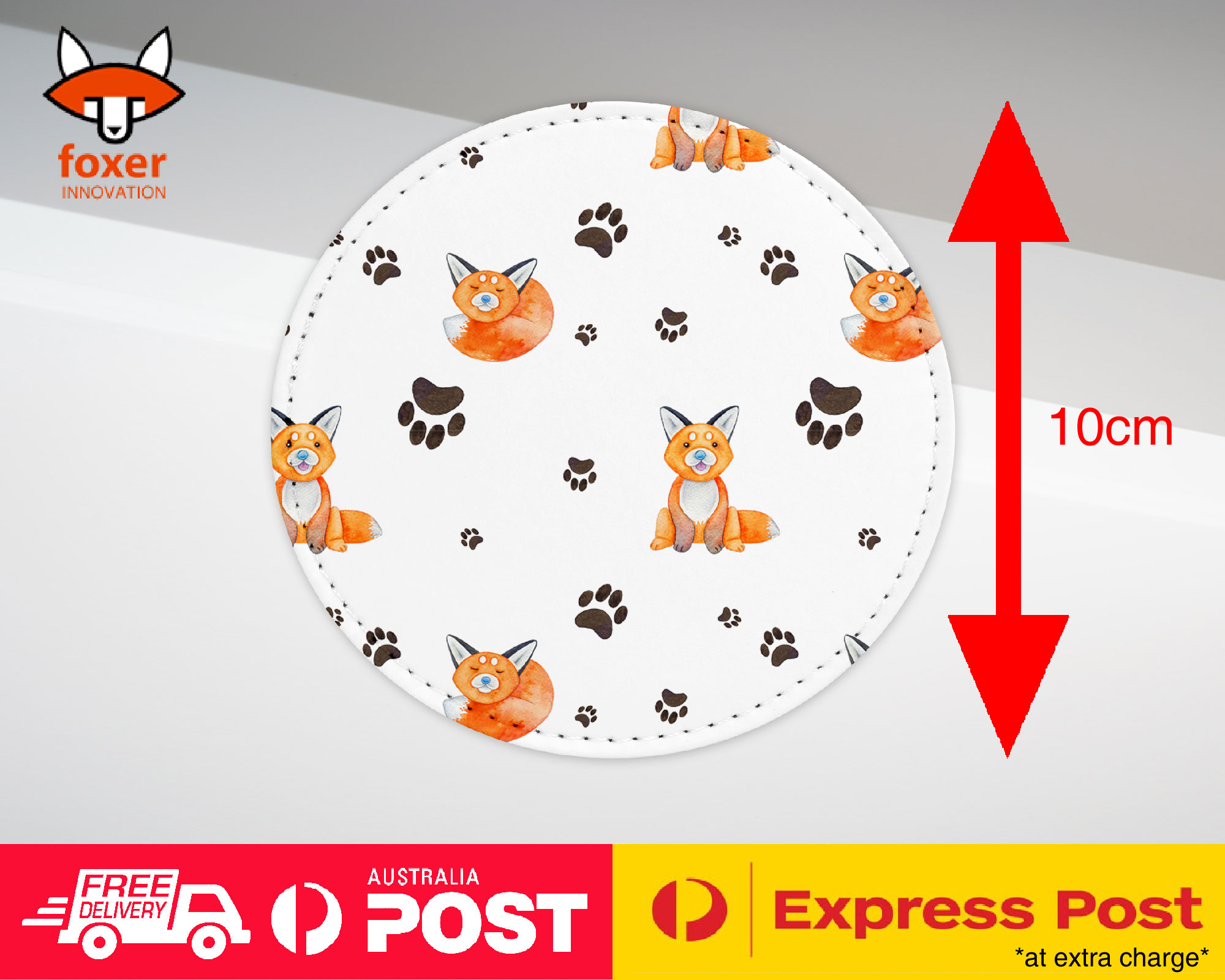 COASTER COFFEE DRINKING MAT|WATERCOLOR FOX AND PAW PATTERN