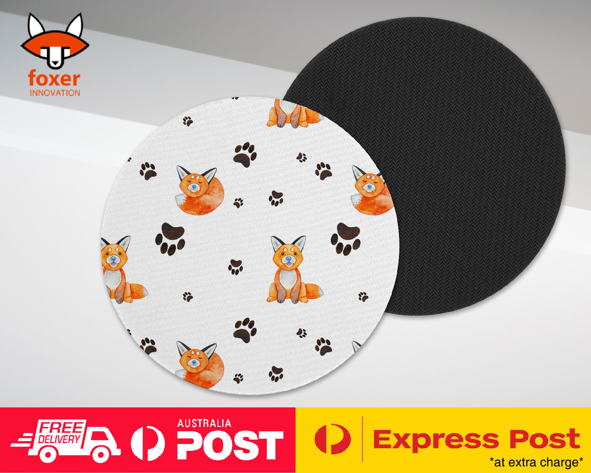 COASTER COFFEE DRINKING MAT|WATERCOLOR FOX AND PAW PATTERN