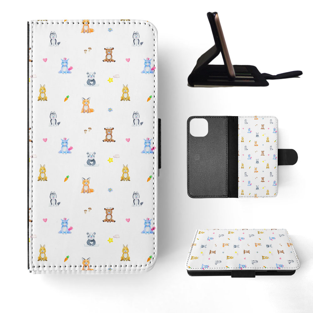 FLIP CASE FOR APPLE IPHONE|WATERCOLOR CUTE ANIMALS PATTERN - Picture 41 of 193