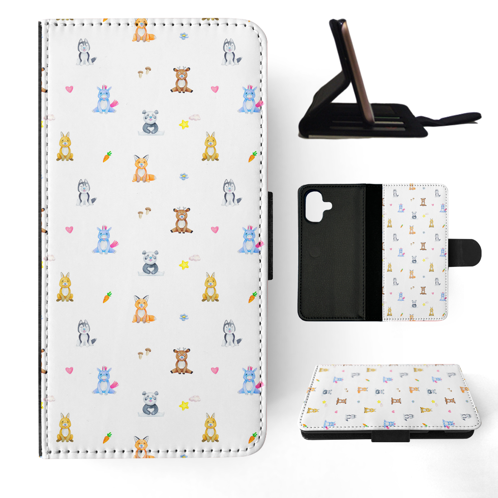 FLIP CASE FOR APPLE IPHONE|WATERCOLOR CUTE ANIMALS PATTERN - Picture 21 of 193