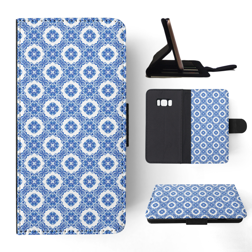 FLIP CASE FOR SAMSUNG GALAXY|BLUE MEDITERRANEAN PATTERN #5 - Picture 106 of 120