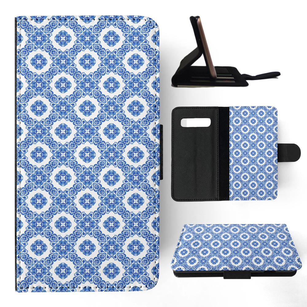 FLIP CASE FOR SAMSUNG GALAXY|BLUE MEDITERRANEAN PATTERN #5 - Picture 86 of 120