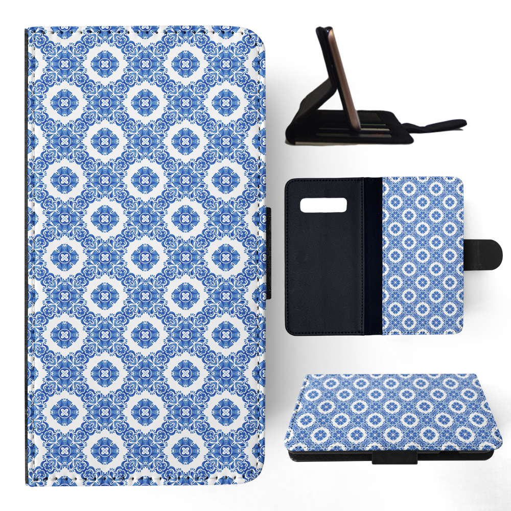 FLIP CASE FOR SAMSUNG GALAXY|BLUE MEDITERRANEAN PATTERN #5 - Picture 81 of 120