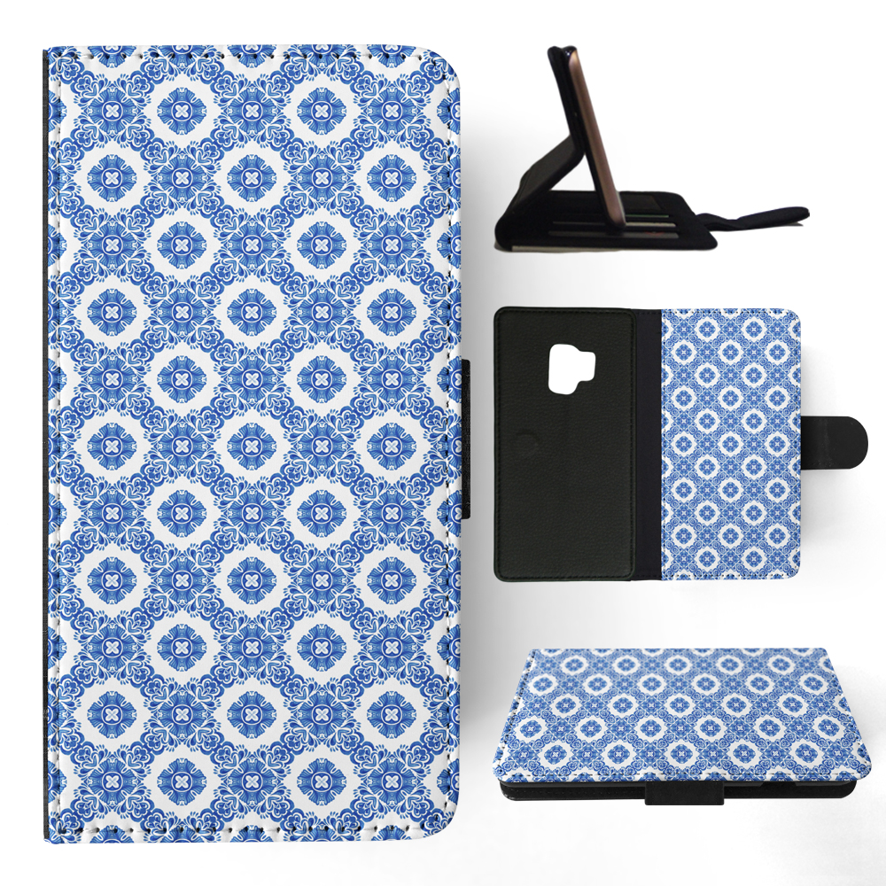 FLIP CASE FOR SAMSUNG GALAXY|BLUE MEDITERRANEAN PATTERN #5 - Picture 91 of 120