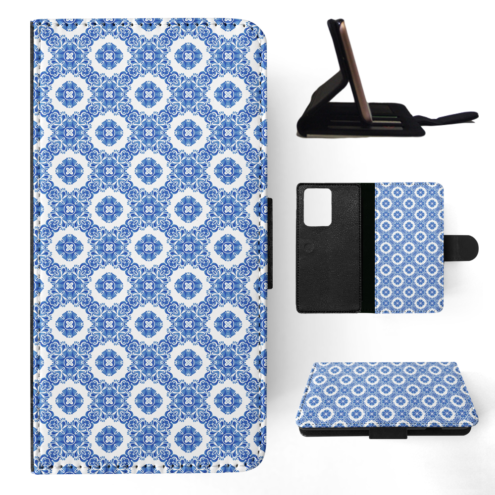 FLIP CASE FOR SAMSUNG GALAXY|BLUE MEDITERRANEAN PATTERN #5 - Picture 66 of 120
