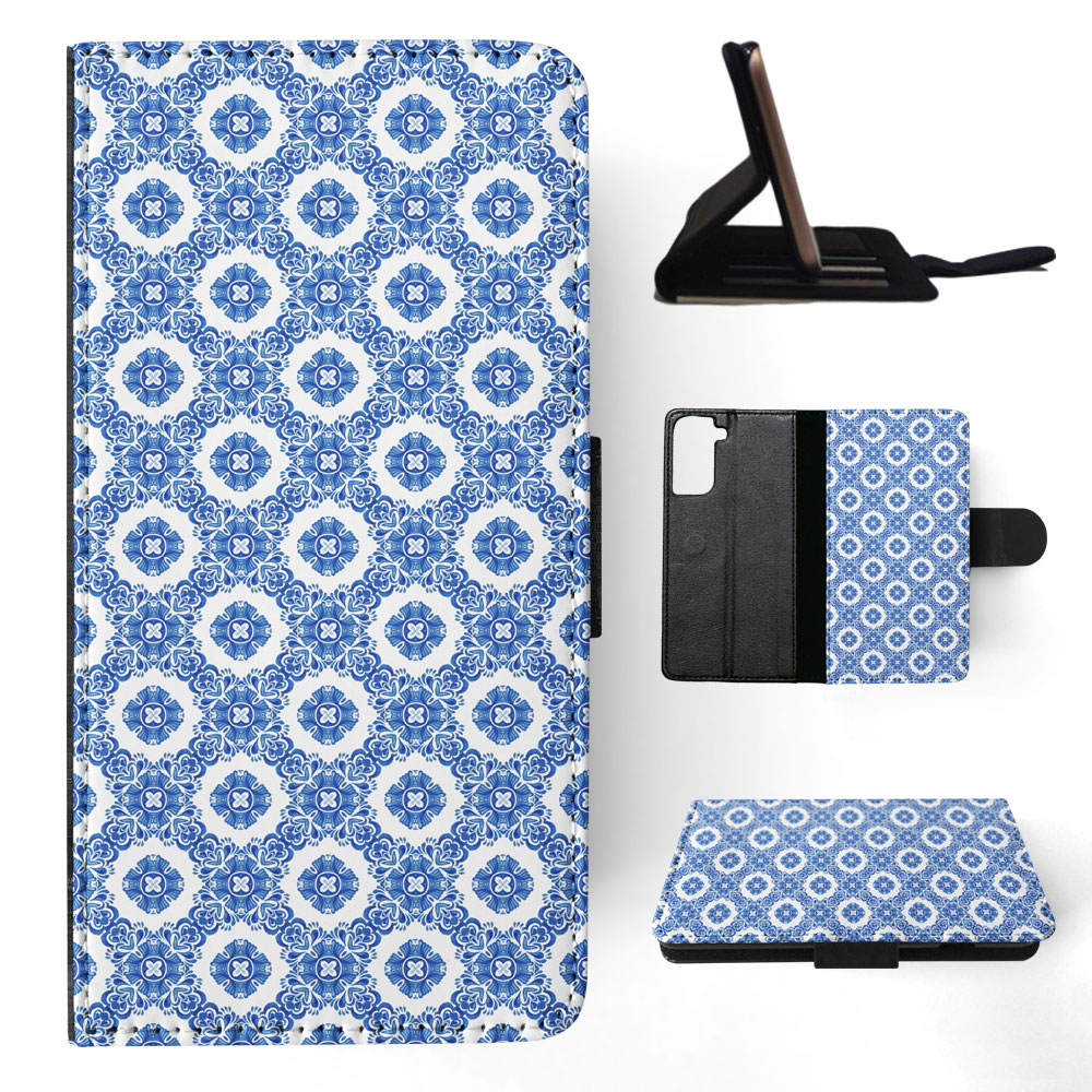 FLIP CASE FOR SAMSUNG GALAXY|BLUE MEDITERRANEAN PATTERN #5 - Picture 61 of 120