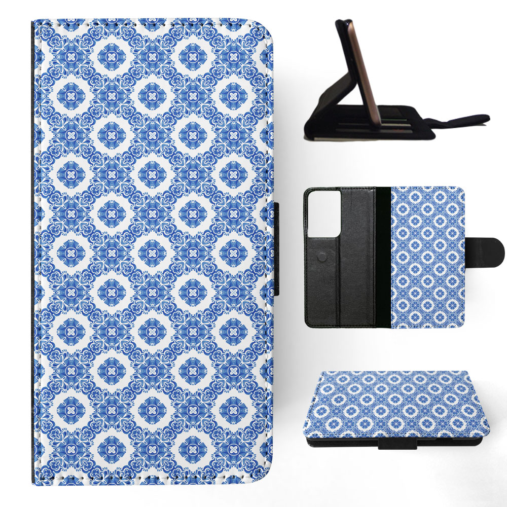 FLIP CASE FOR SAMSUNG GALAXY|BLUE MEDITERRANEAN PATTERN #5 - Picture 51 of 120