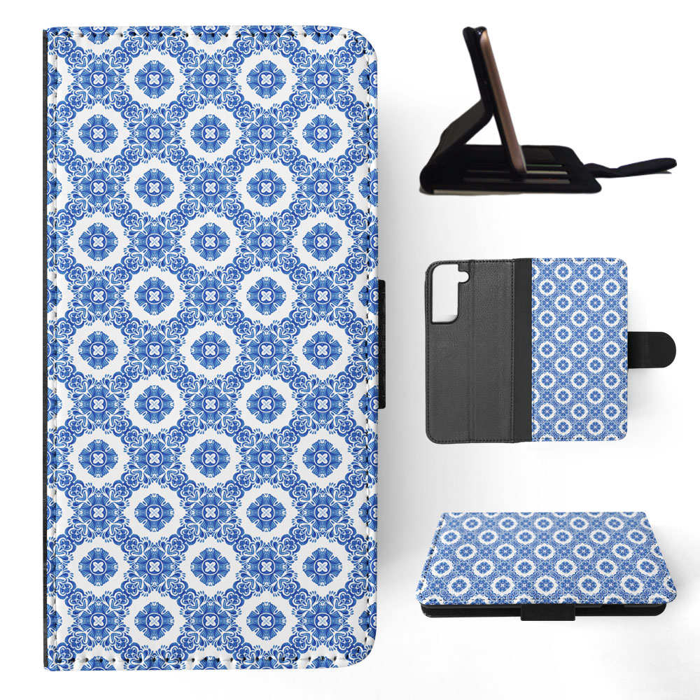 FLIP CASE FOR SAMSUNG GALAXY|BLUE MEDITERRANEAN PATTERN #5 - Picture 41 of 120