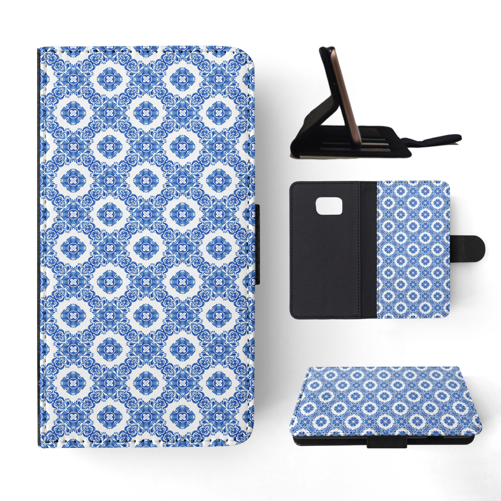 FLIP CASE FOR SAMSUNG GALAXY|BLUE MEDITERRANEAN PATTERN #5 - Picture 116 of 120