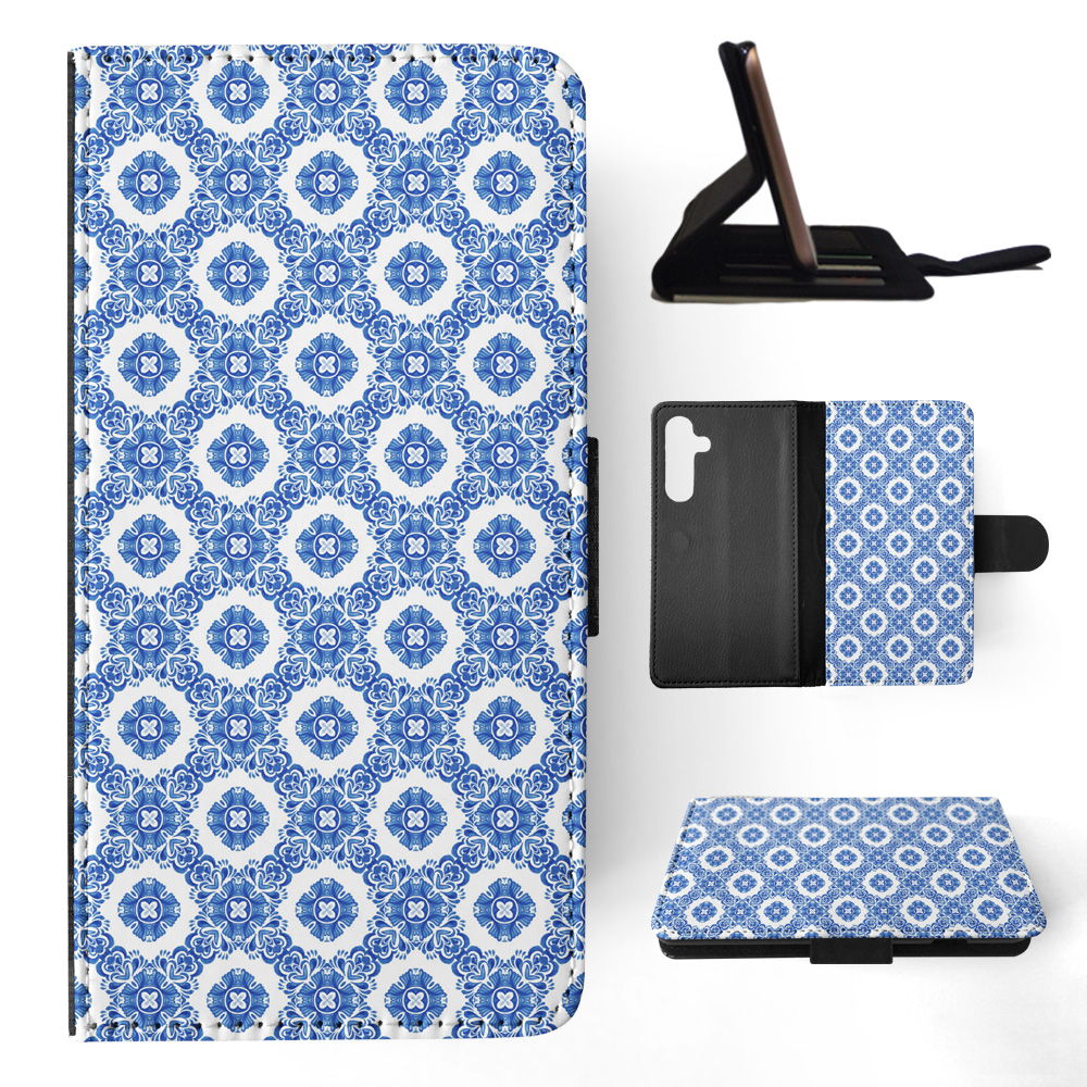 FLIP CASE FOR SAMSUNG GALAXY|BLUE MEDITERRANEAN PATTERN #5 - Picture 11 of 120