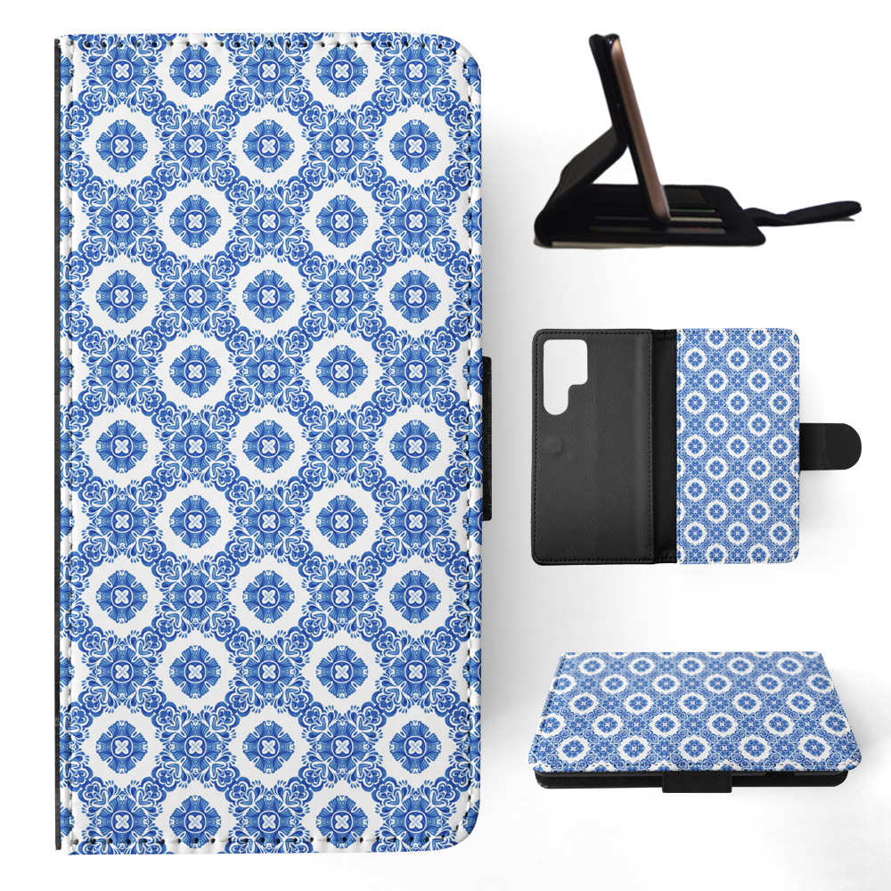 FLIP CASE FOR SAMSUNG GALAXY|BLUE MEDITERRANEAN PATTERN #5 - Picture 6 of 120