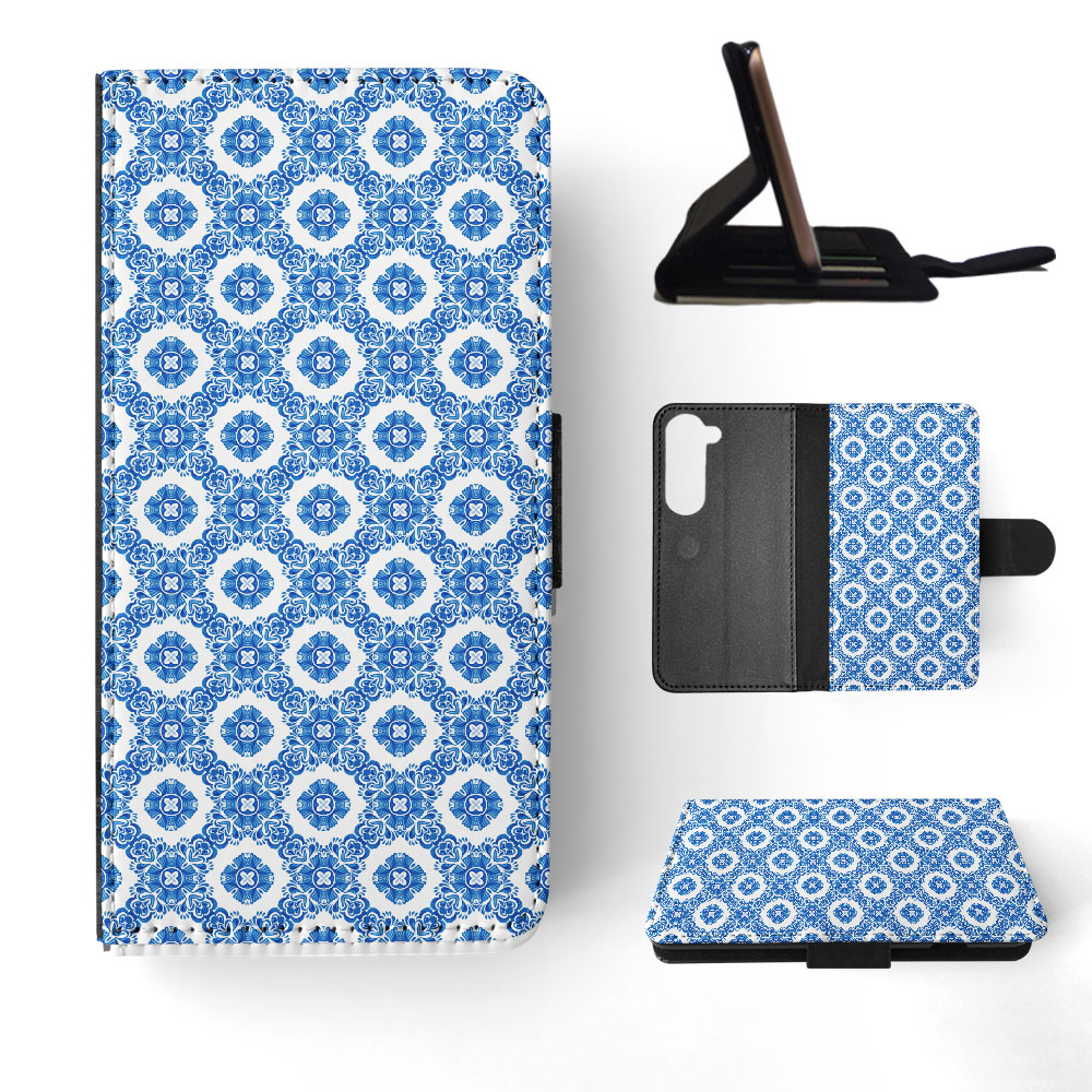 FLIP CASE FOR SAMSUNG GALAXY|BLUE MEDITERRANEAN PATTERN #5 - Picture 31 of 120