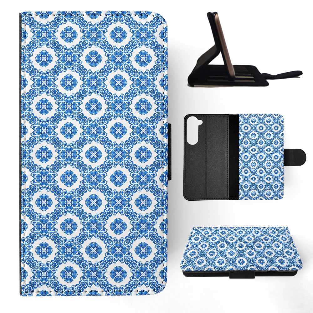 FLIP CASE FOR SAMSUNG GALAXY|BLUE MEDITERRANEAN PATTERN #5 - Picture 26 of 120