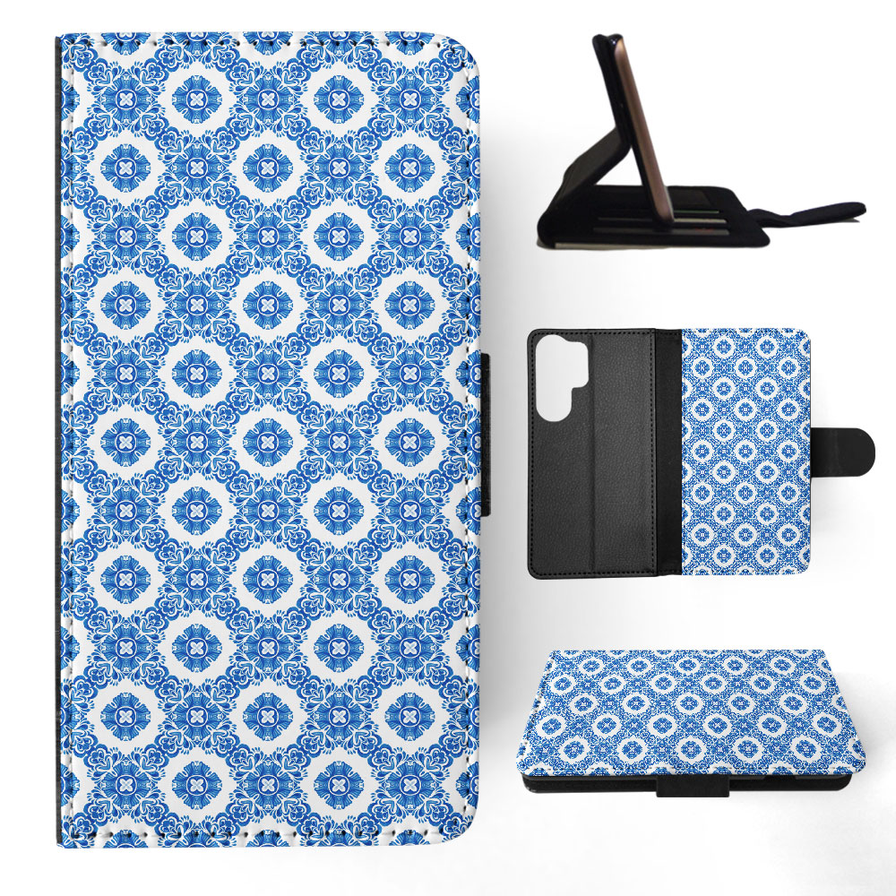 FLIP CASE FOR SAMSUNG GALAXY|BLUE MEDITERRANEAN PATTERN #5 - Picture 21 of 120