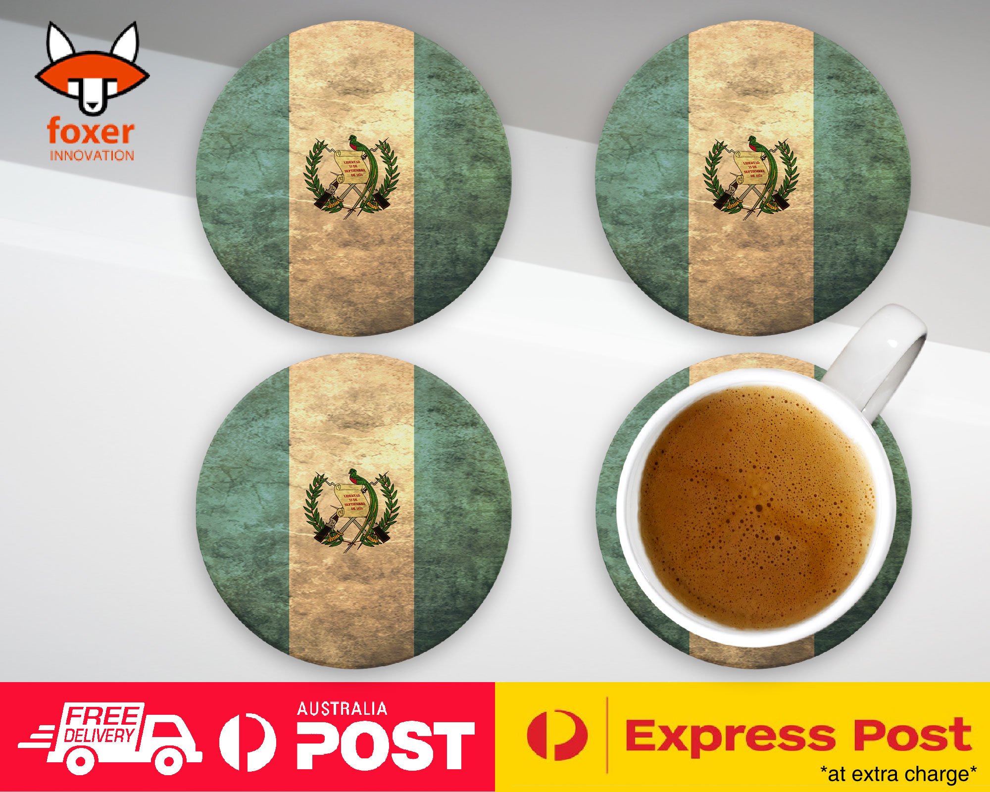 COASTER COFFEE DRINKING MAT|GUATEMALA COUNTRY FLAG 59