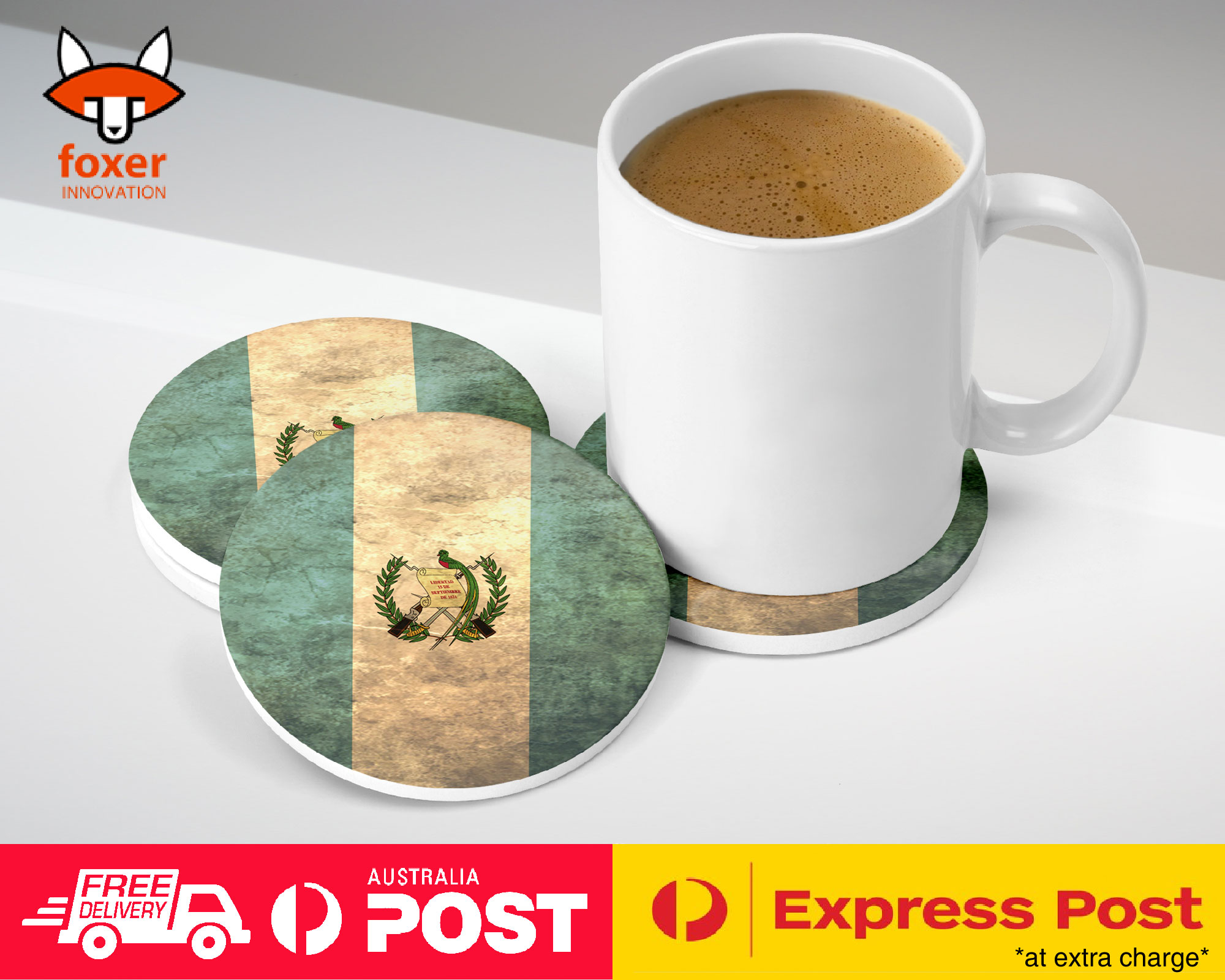 COASTER COFFEE DRINKING MAT|GUATEMALA COUNTRY FLAG 59