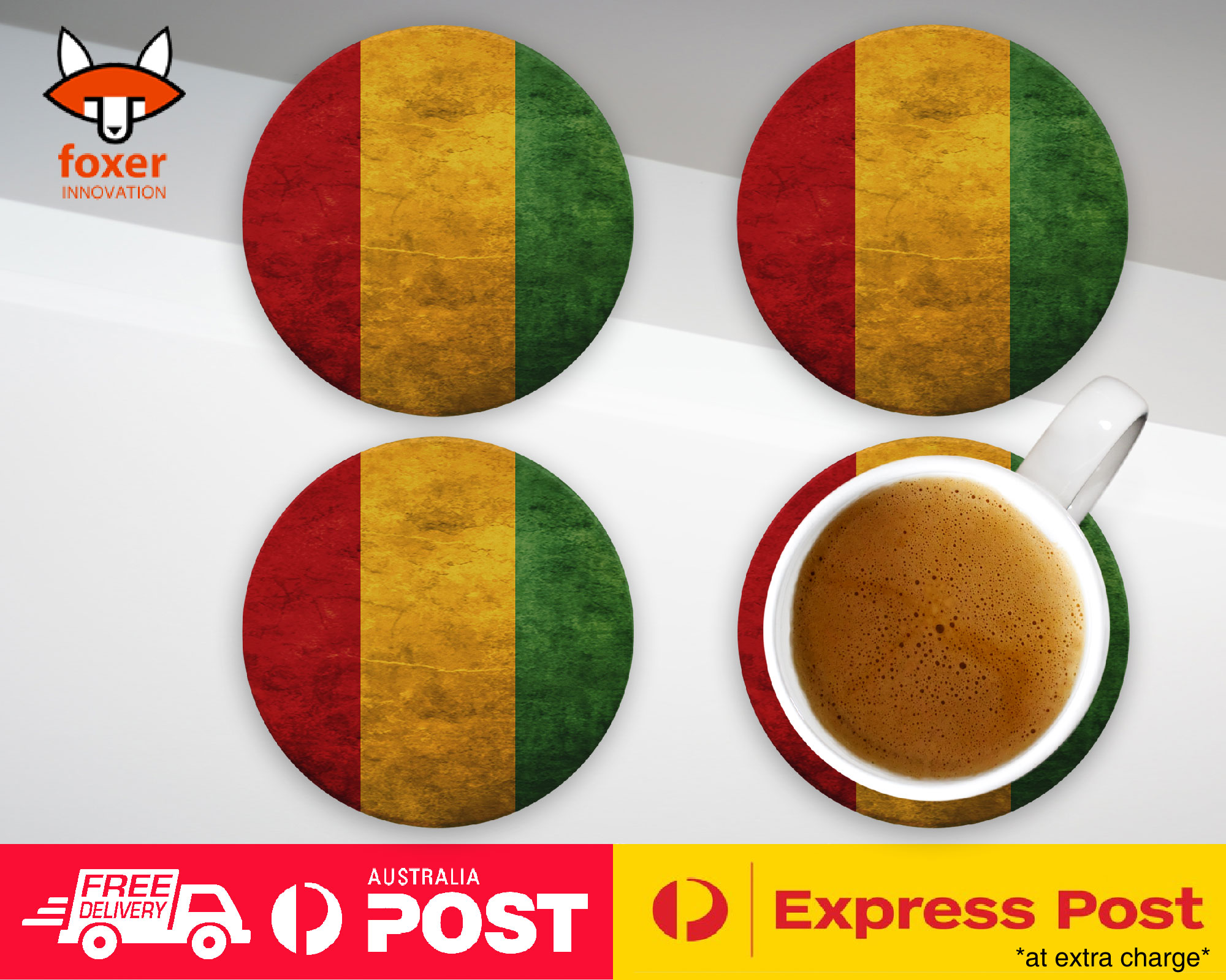 COASTER COFFEE DRINKING MAT|GUINEA COUNTRY FLAG 60