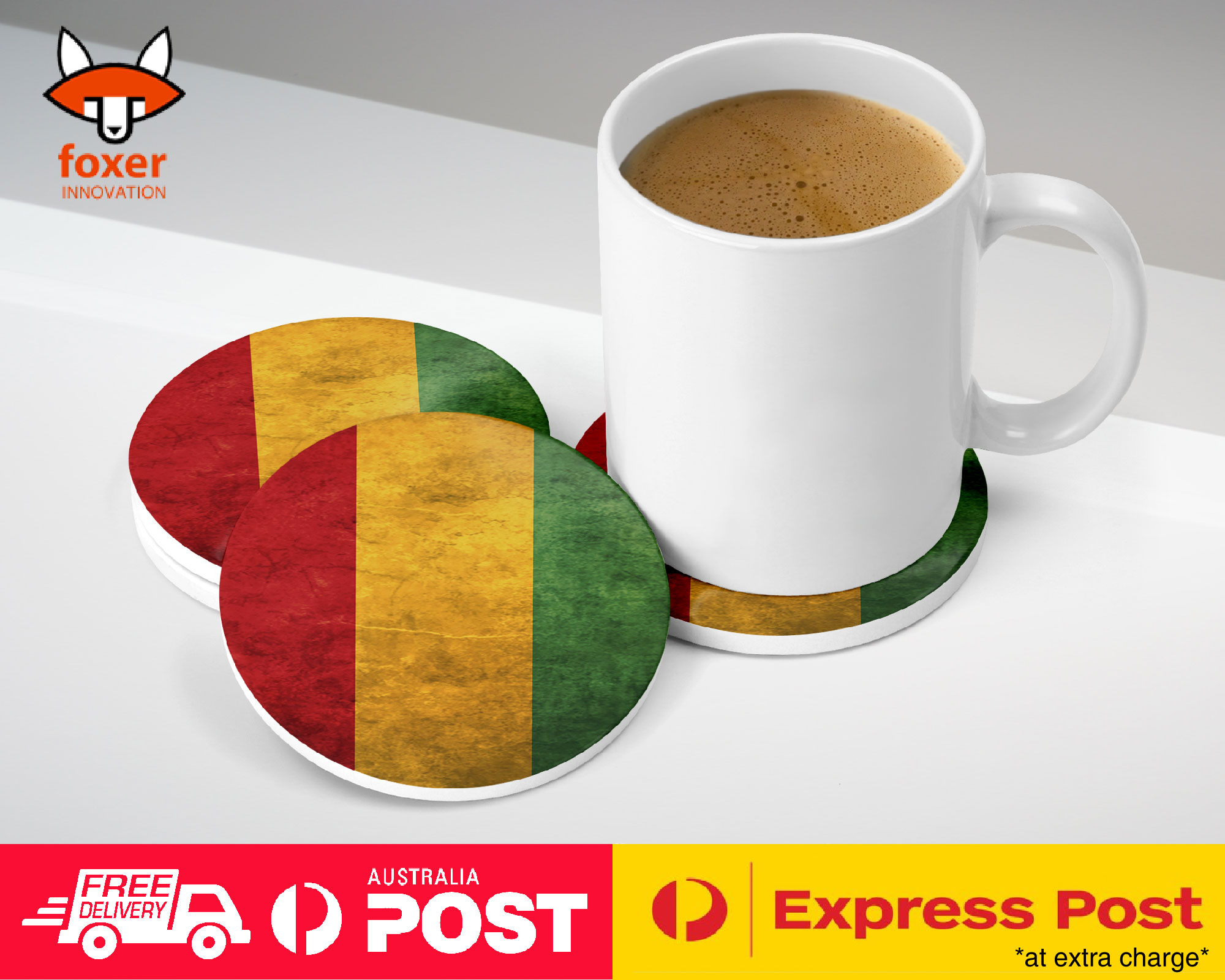 COASTER COFFEE DRINKING MAT|GUINEA COUNTRY FLAG 60