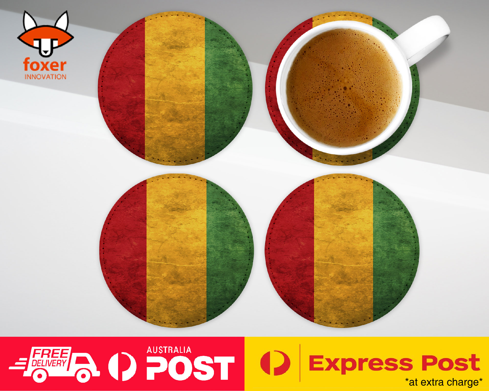 COASTER COFFEE DRINKING MAT|GUINEA COUNTRY FLAG 60