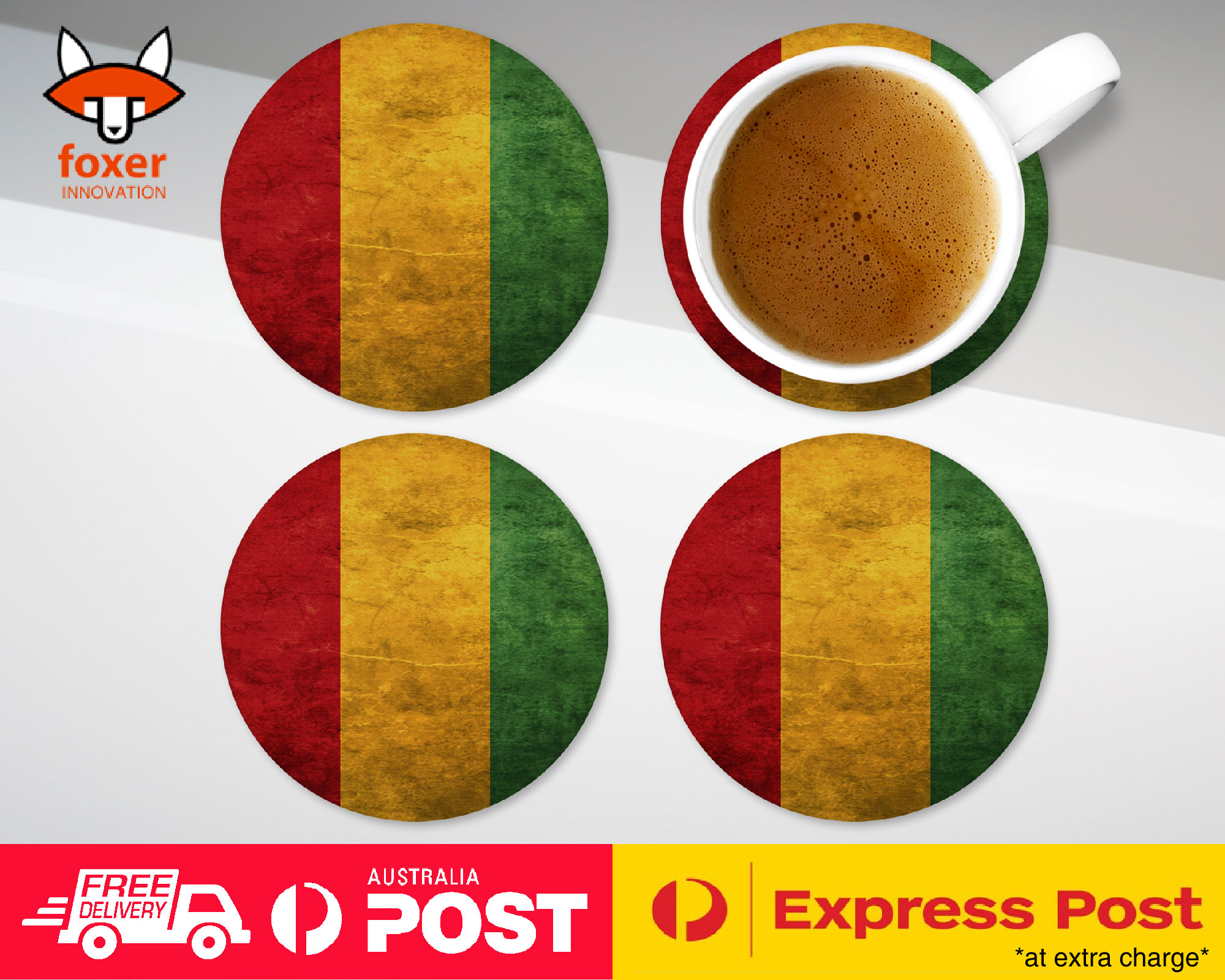 COASTER COFFEE DRINKING MAT|GUINEA COUNTRY FLAG 60