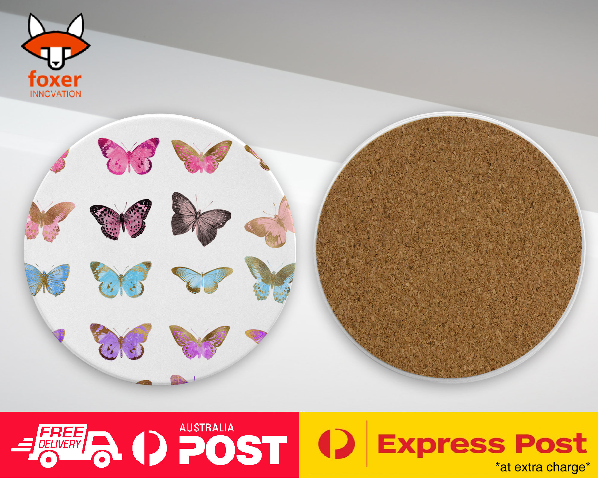 COASTER COFFEE DRINKING MAT|WATERCOLOR PAINT BUTTERFLY