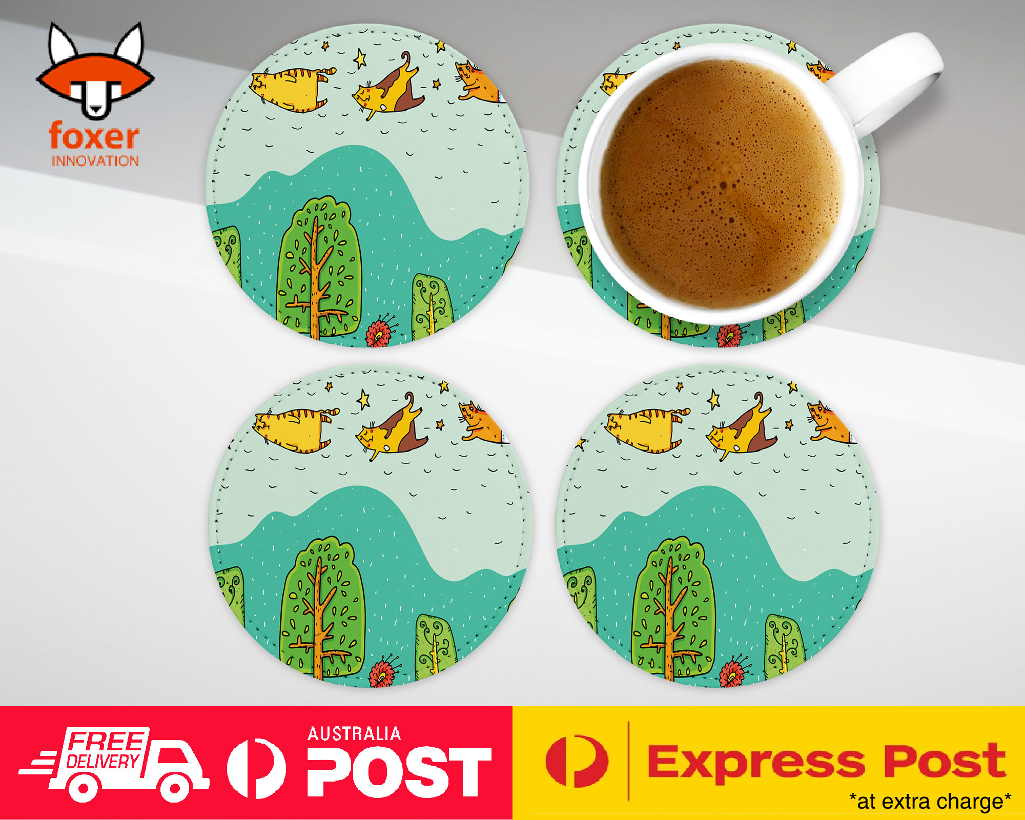 COASTER COFFEE DRINKING MAT|CUTE SPRING CATS KITTENS #2