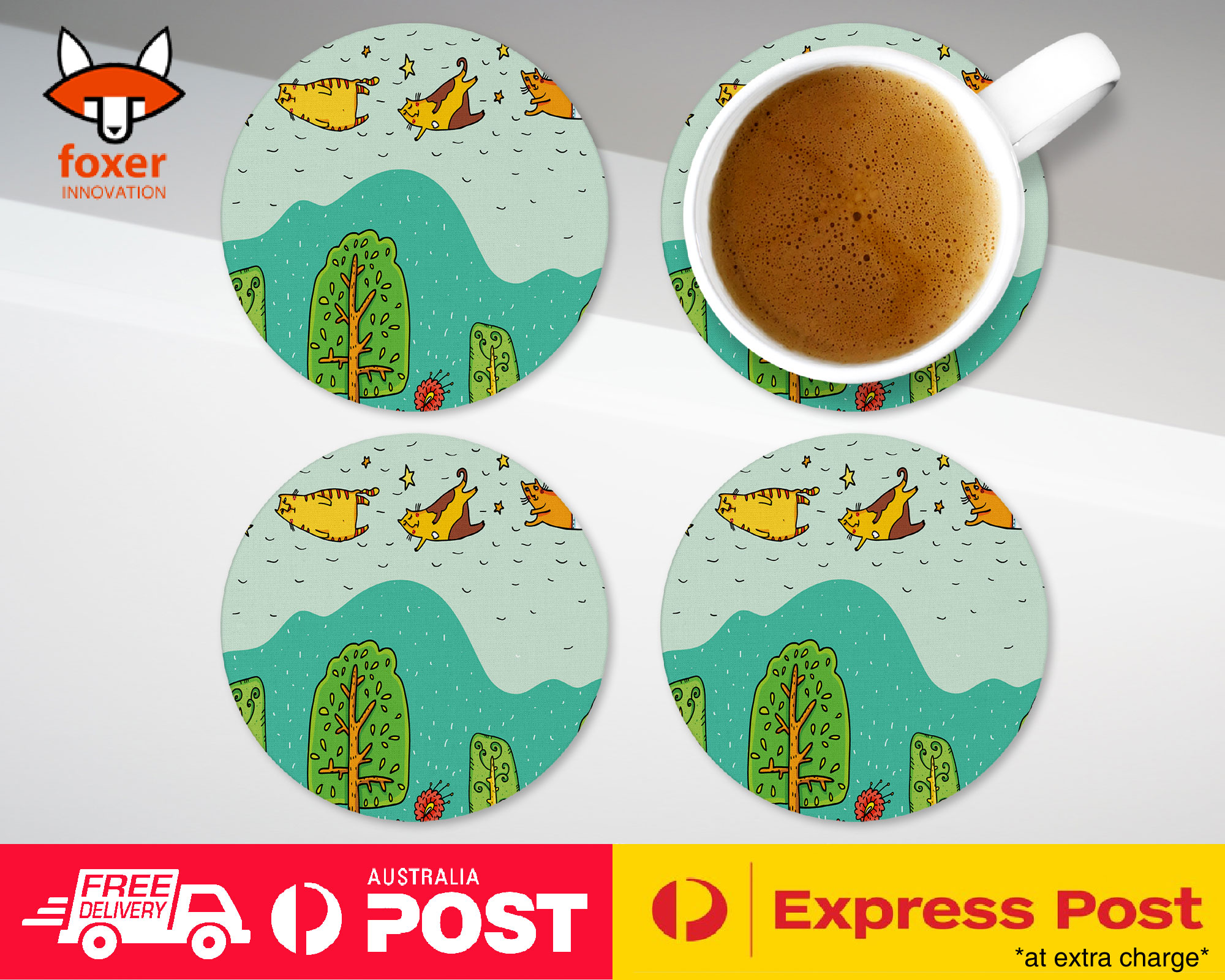 COASTER COFFEE DRINKING MAT|CUTE SPRING CATS KITTENS #2