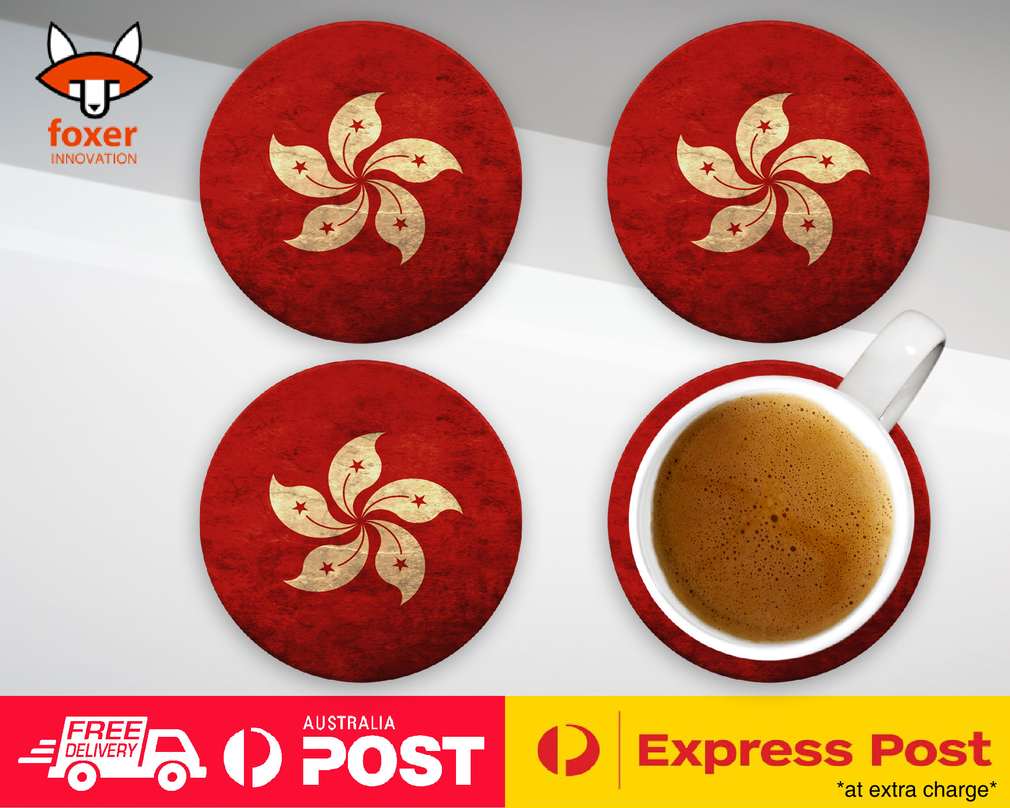 COASTER COFFEE DRINKING MAT|HONG KONG COUNTRY FLAG - Picture 9 of 21