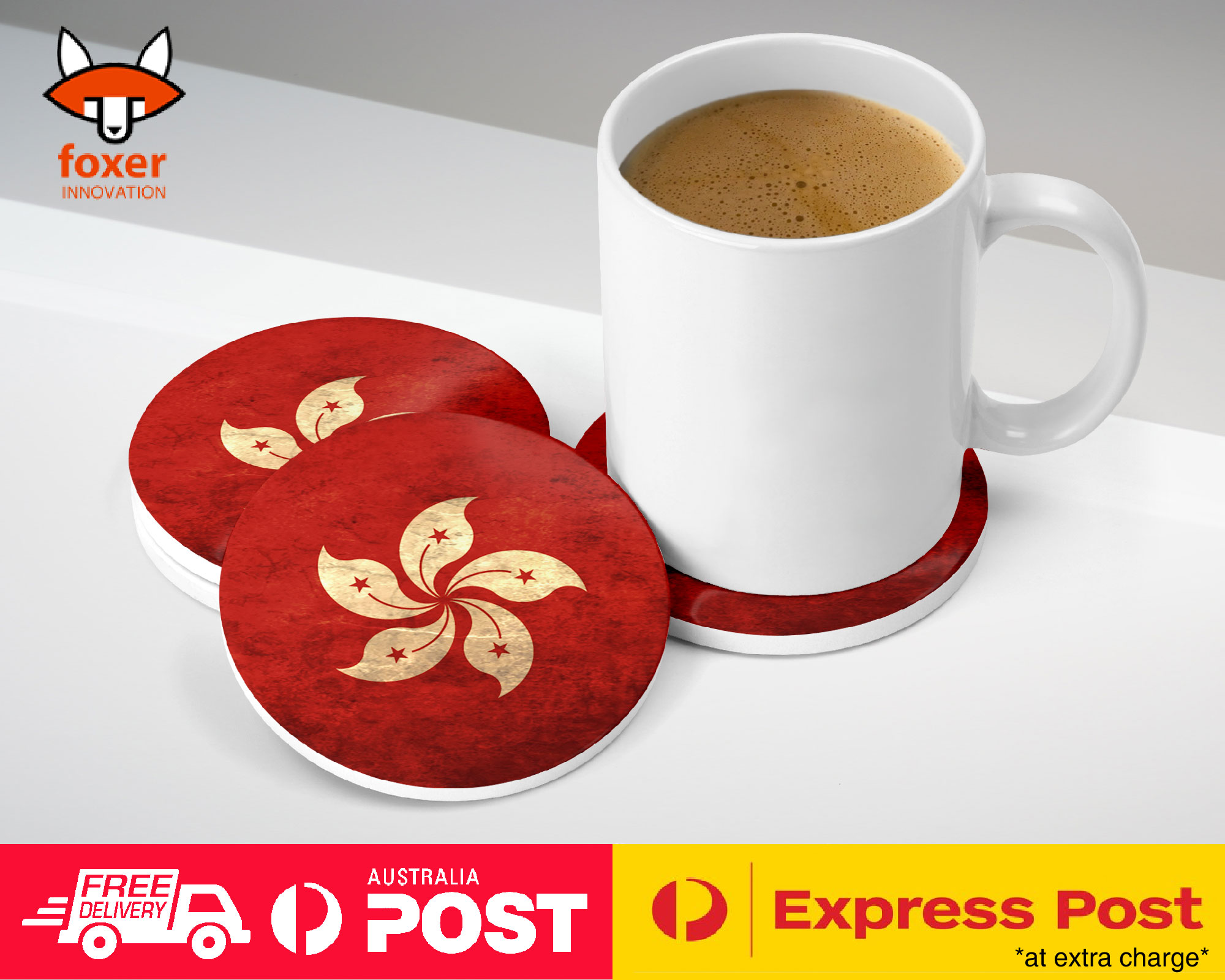 COASTER COFFEE DRINKING MAT|HONG KONG COUNTRY FLAG - Picture 10 of 21