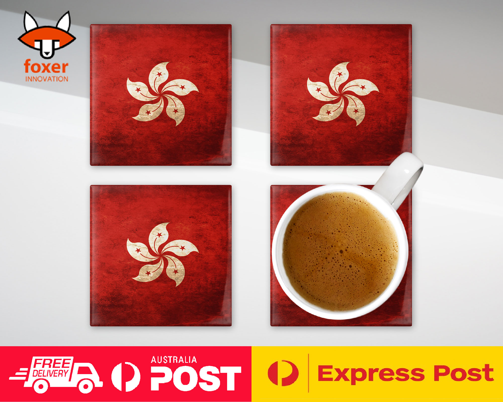 COASTER COFFEE DRINKING MAT|HONG KONG COUNTRY FLAG - Picture 19 of 21