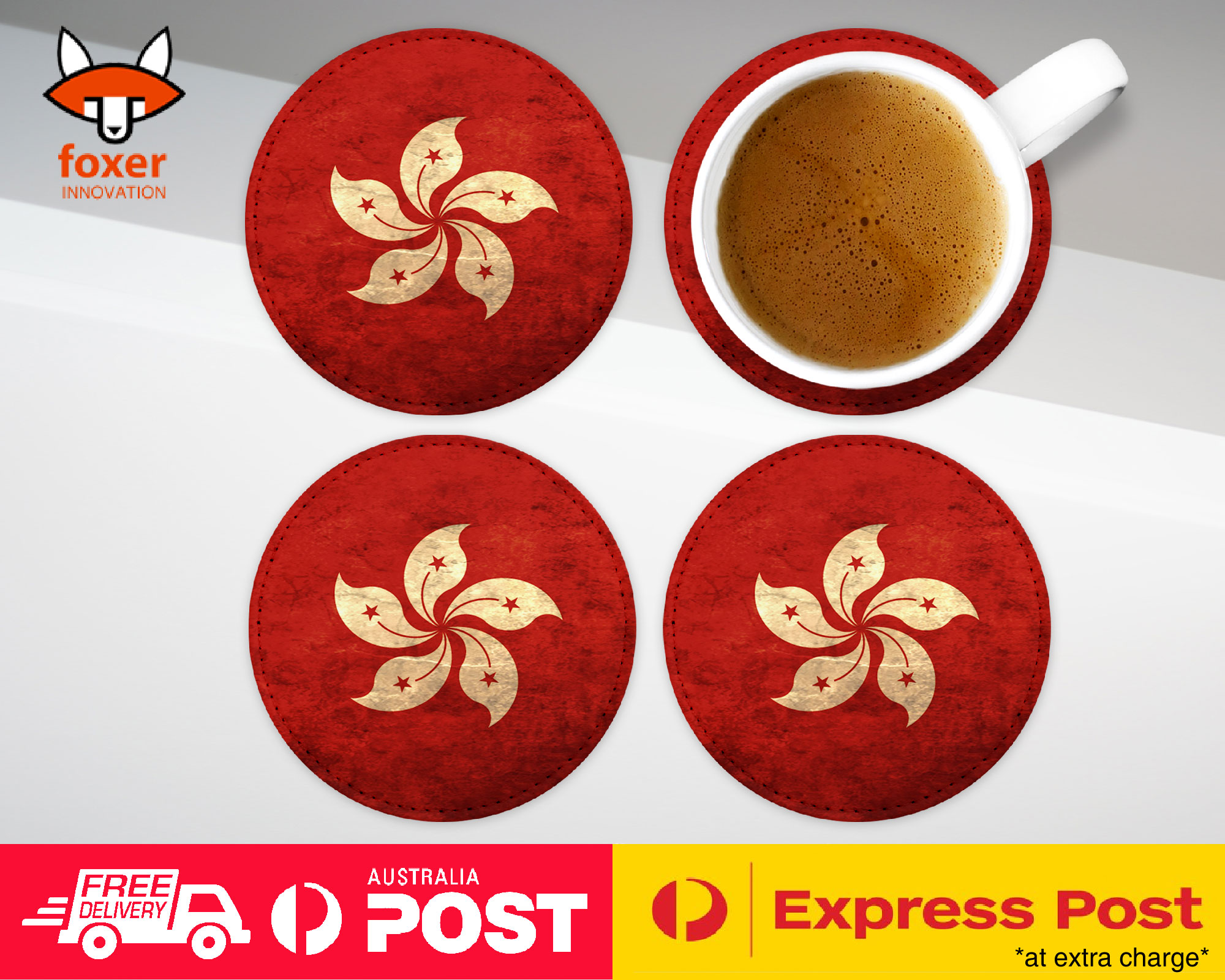 COASTER COFFEE DRINKING MAT|HONG KONG COUNTRY FLAG - Picture 6 of 21