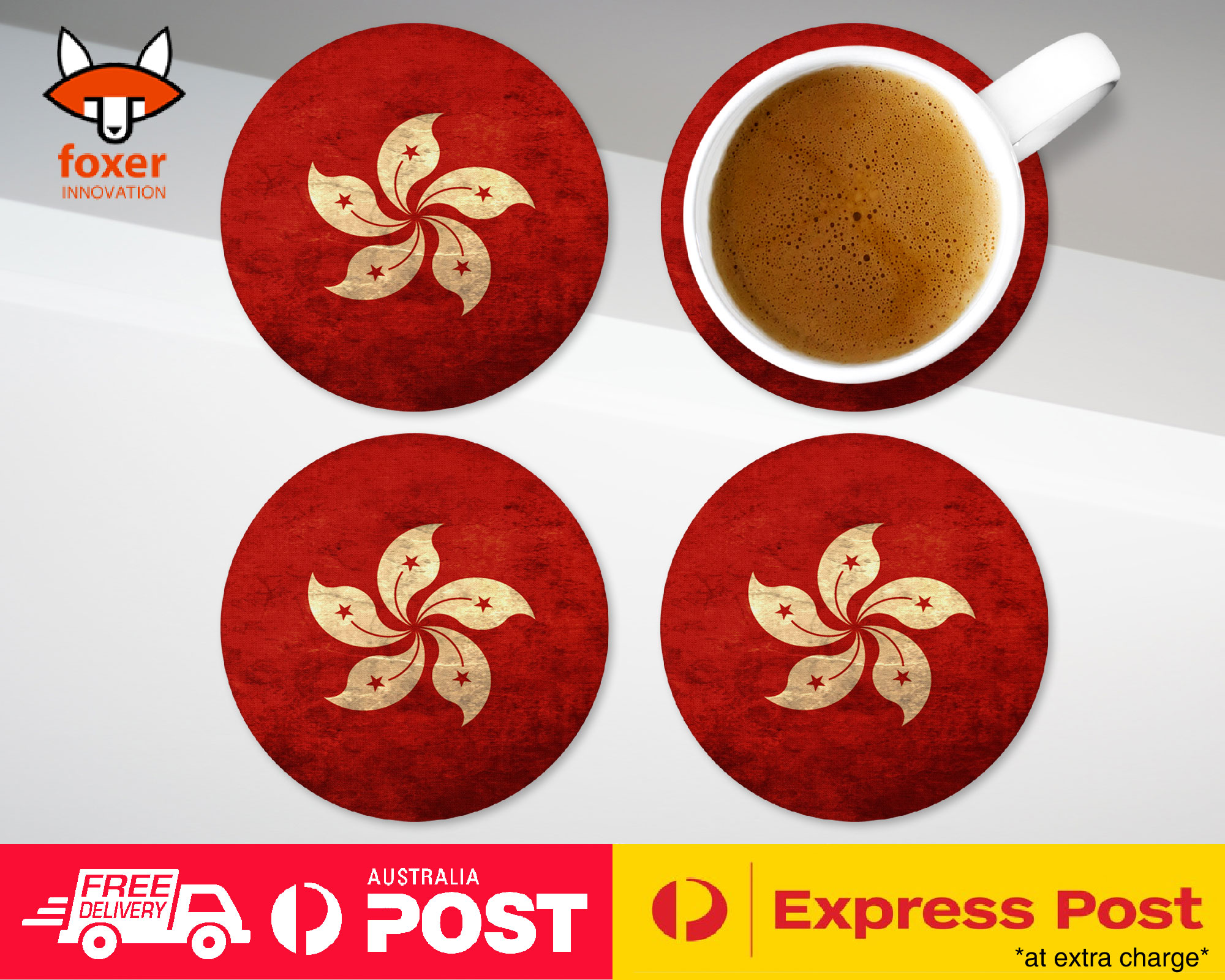COASTER COFFEE DRINKING MAT|HONG KONG COUNTRY FLAG - Picture 3 of 21