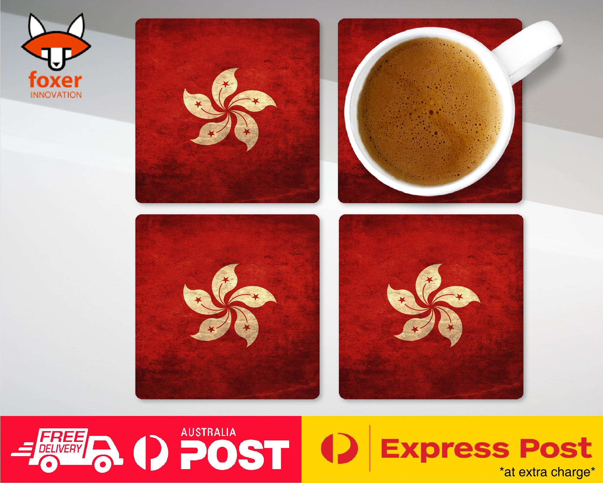 COASTER COFFEE DRINKING MAT|HONG KONG COUNTRY FLAG - Picture 13 of 21