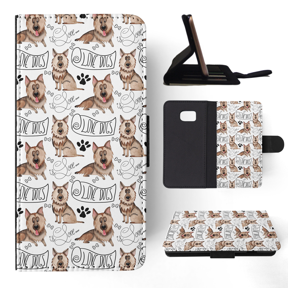 FLIP CASE FOR SAMSUNG GALAXY|GERMEN SHEPHERD DOG PUPPY PATTERN - Picture 111 of 120