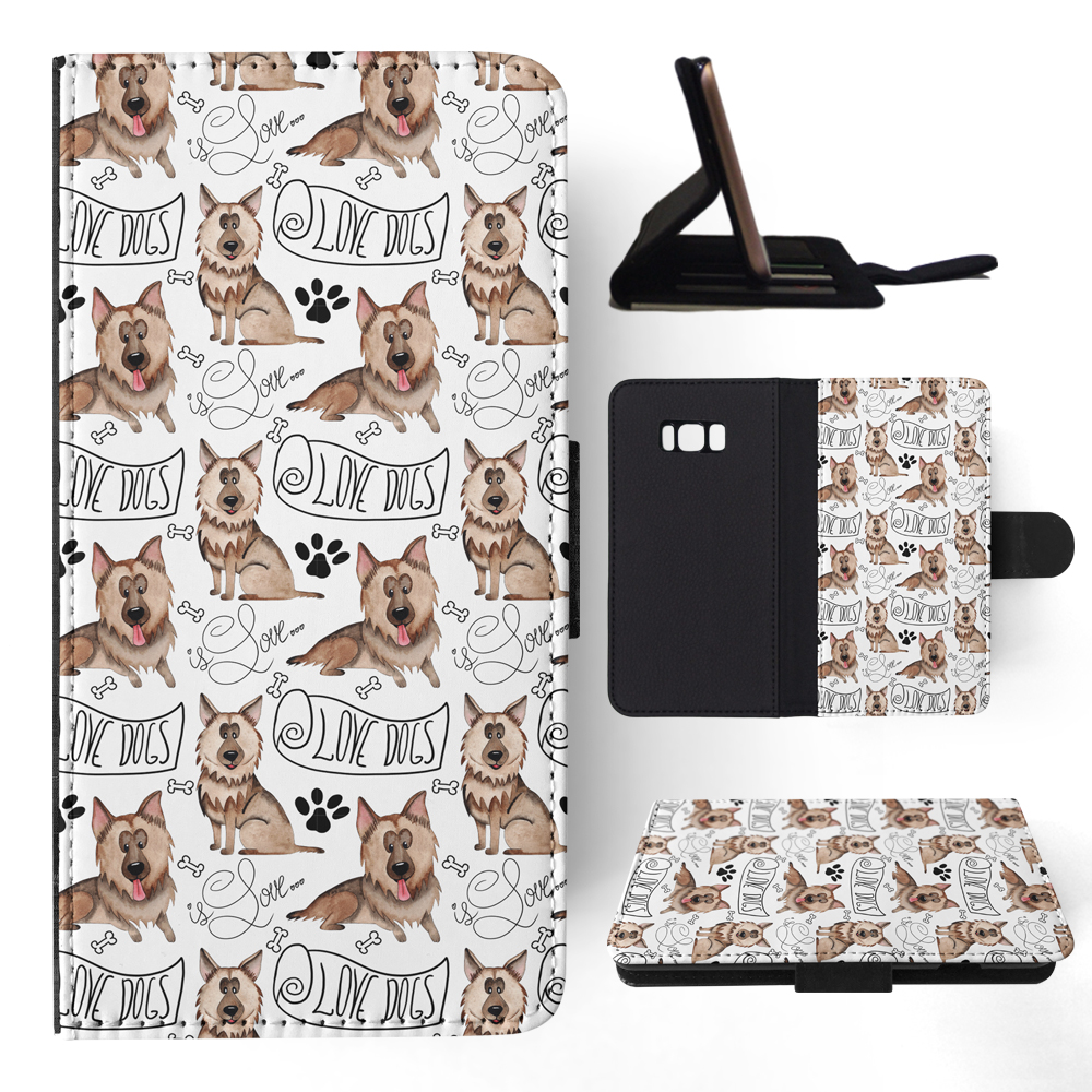 FLIP CASE FOR SAMSUNG GALAXY|GERMEN SHEPHERD DOG PUPPY PATTERN - Picture 101 of 120