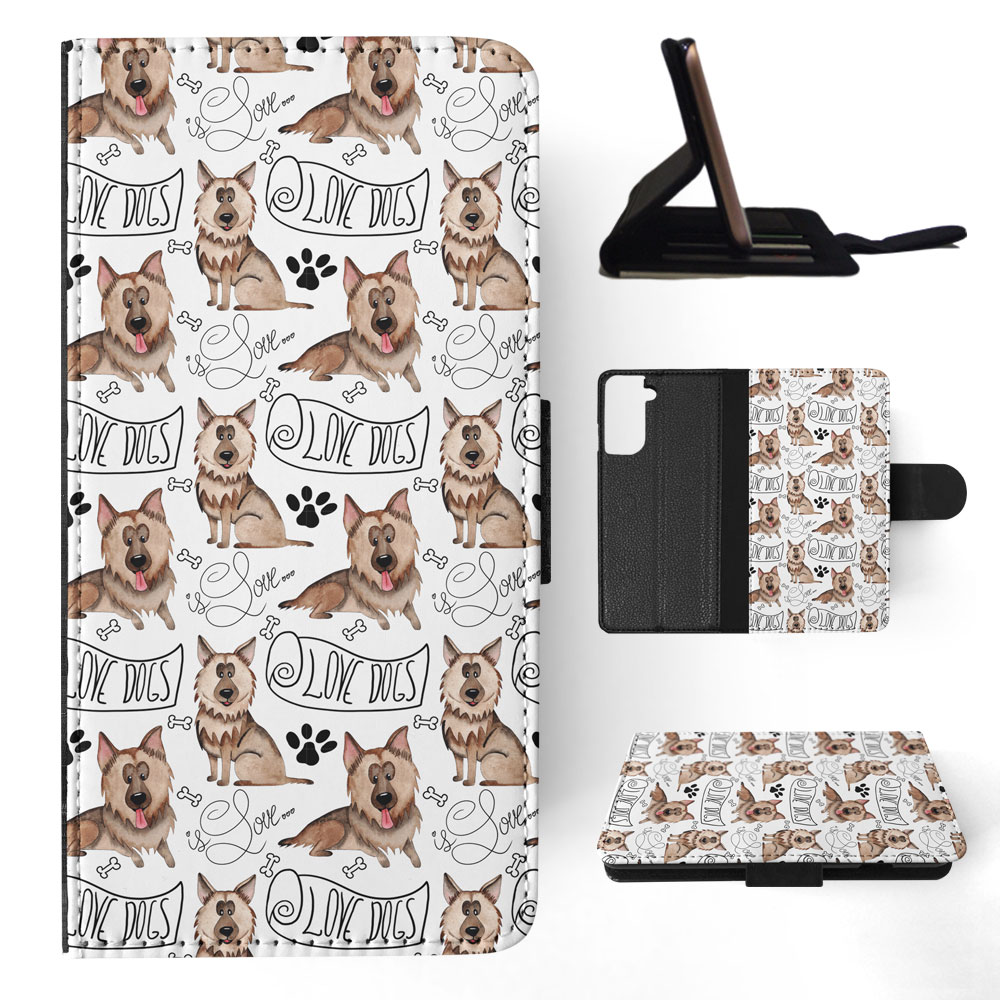 FLIP CASE FOR SAMSUNG GALAXY|GERMEN SHEPHERD DOG PUPPY PATTERN - Picture 56 of 120